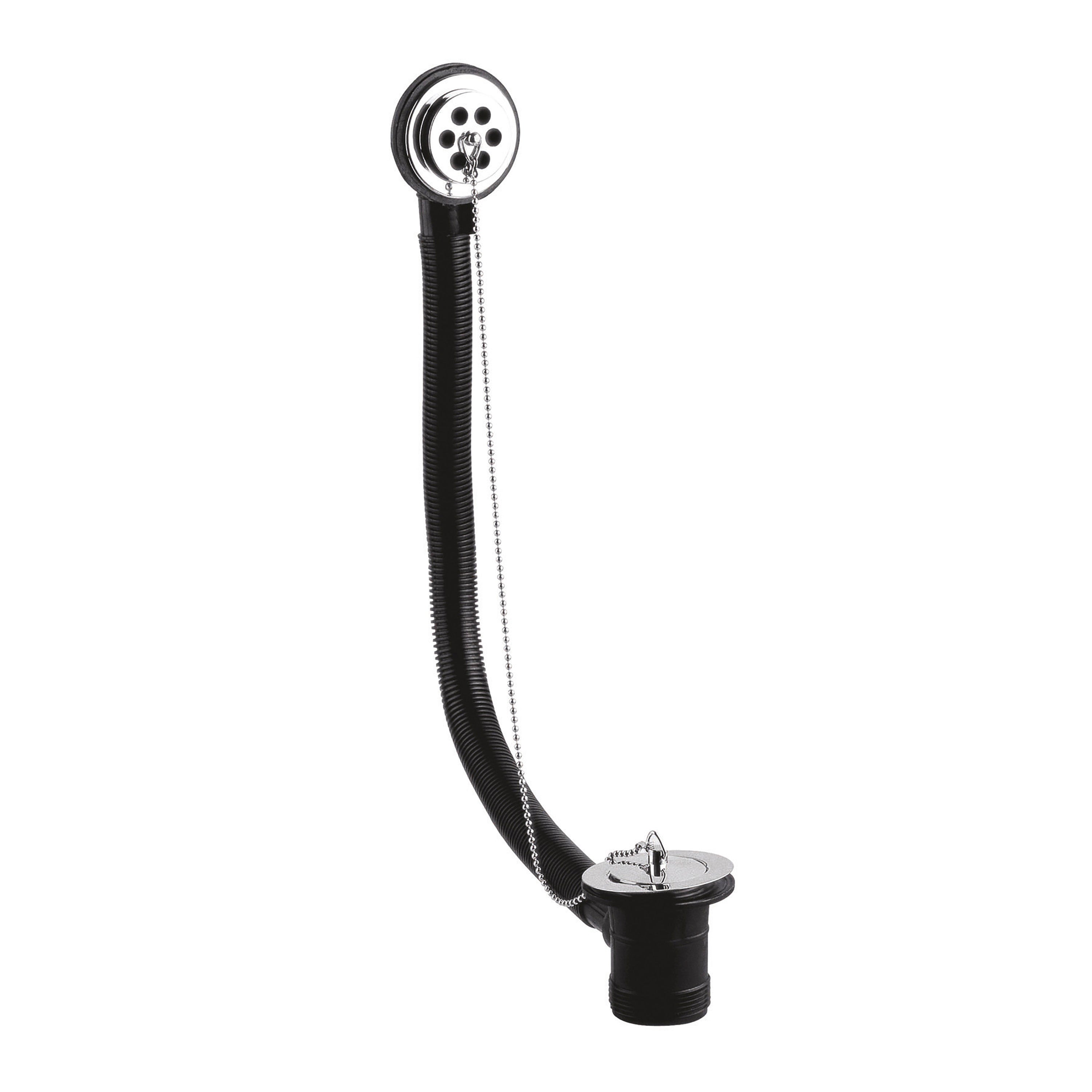 Nuie Contract Bath Waste With Overflow Brass Plug And Ball Chain - Chrome