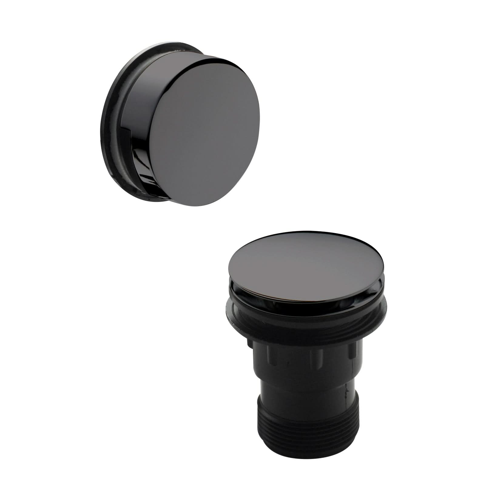 Nuie Inset Bath Push Button Waste, Durable Brass Designer Bathroom Accessory with Minimalist Overflow for Inset Baths, Brushed Pewter
