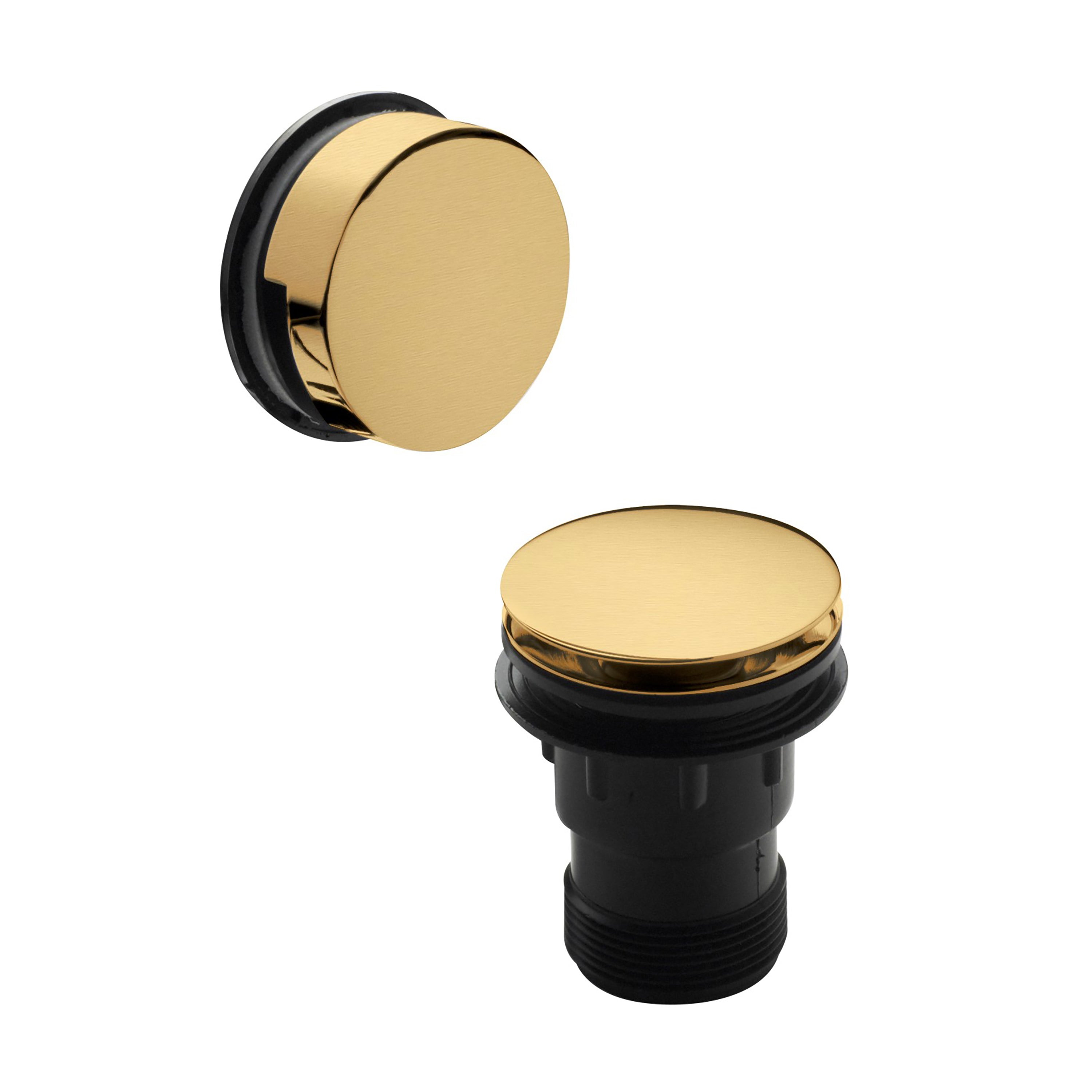 Nuie Easy-Clean Press Top Bath Waste With Overflow - Brushed Brass