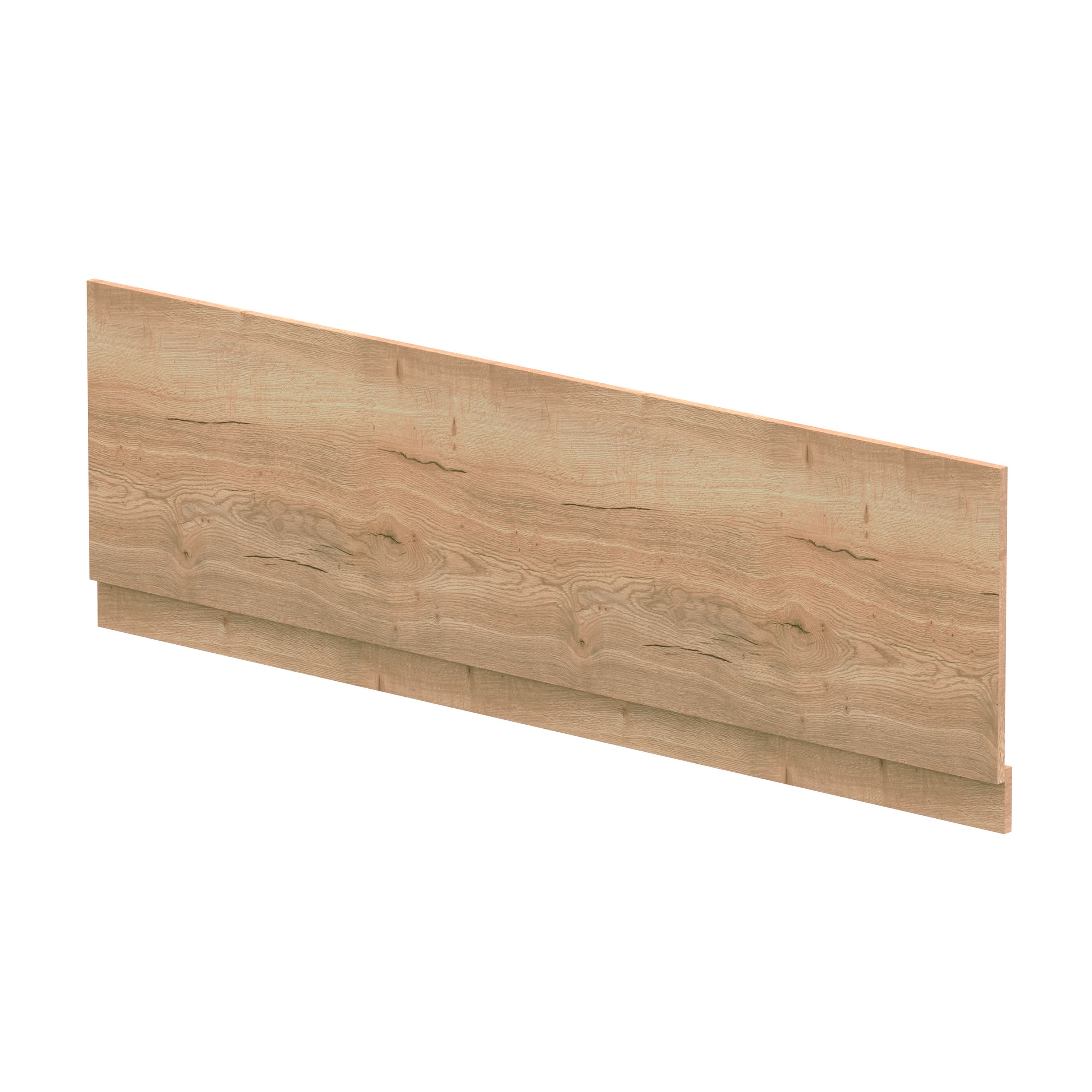 Hudson Reed Straight Baths Front Bath Panel and Plinth, Durable Flat Pack Construction for Modern Bathroom Wall Panels in Autumn Oak Woodgrain Finish, 1800mm