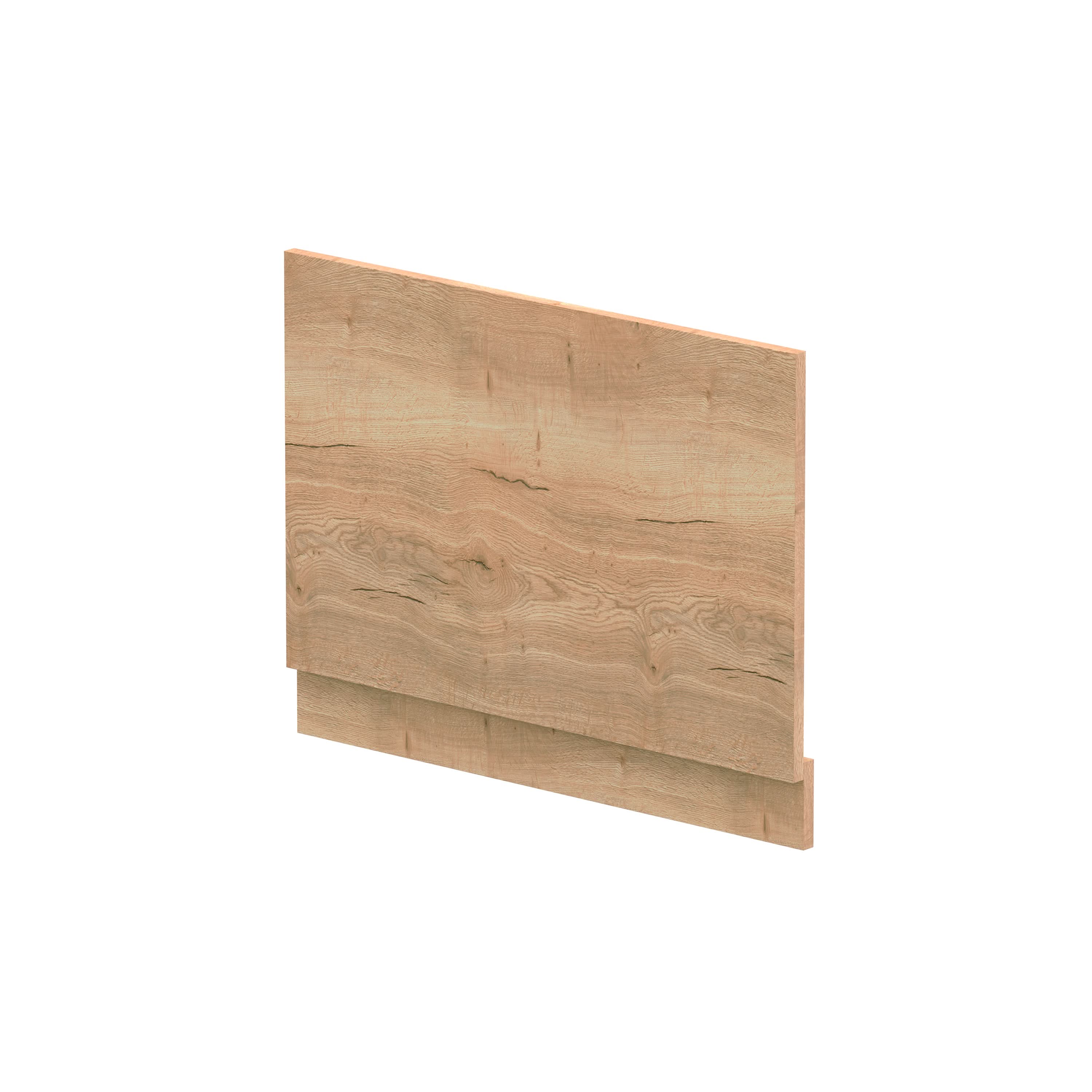 Hudson Reed Straight Baths End Bath Panel and Plinth, Durable Flat Pack Construction for Modern Bathroom Wall Panels in Autumn Oak Woodgrain Finish, 750mm