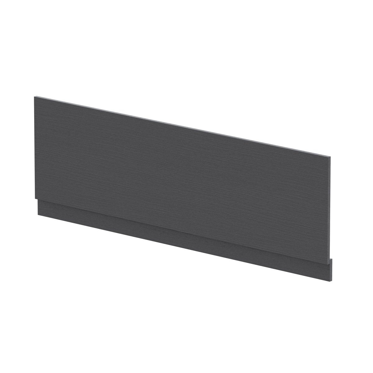 Hudson Reed Straight Baths Front Bath Panel and Plinth, Durable Flat Pack Construction for Modern Bathroom Wall Panels in Graphite Grey Woodgrain Finish, 1700mm