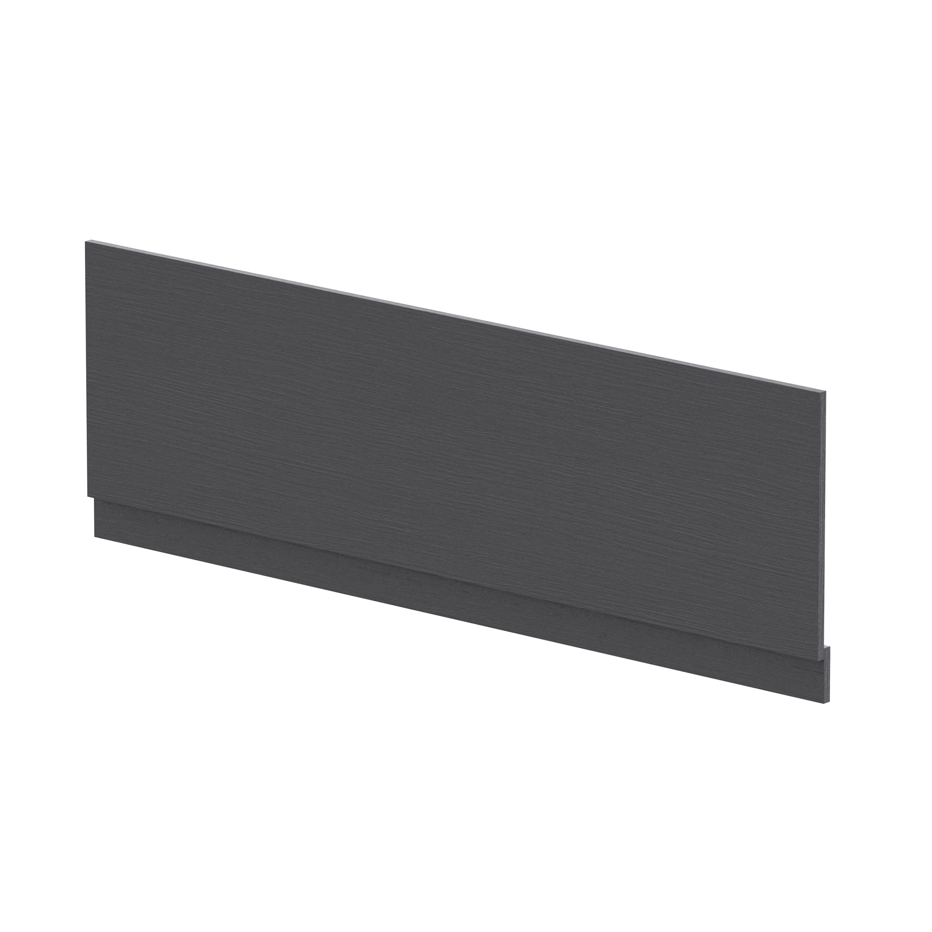 Hudson Reed Straight Baths Front Bath Panel and Plinth, Durable Flat Pack Construction for Modern Bathroom Wall Panels in Graphite Grey Woodgrain Finish, 1700mm