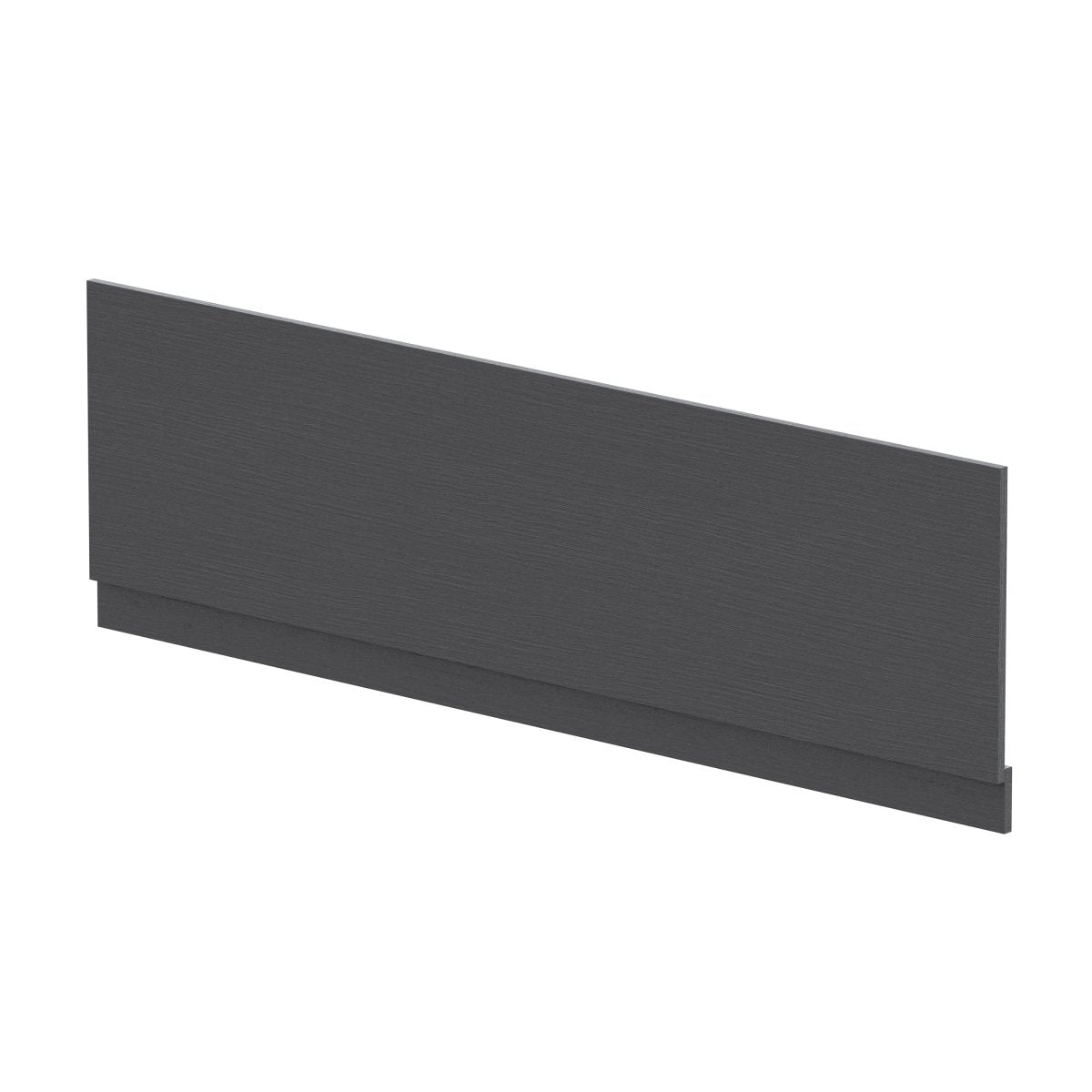 Hudson Reed Straight Baths Front Bath Panel and Plinth, Durable Flat Pack Construction for Modern Bathroom Wall Panels in Graphite Grey Woodgrain Finish, 1800mm