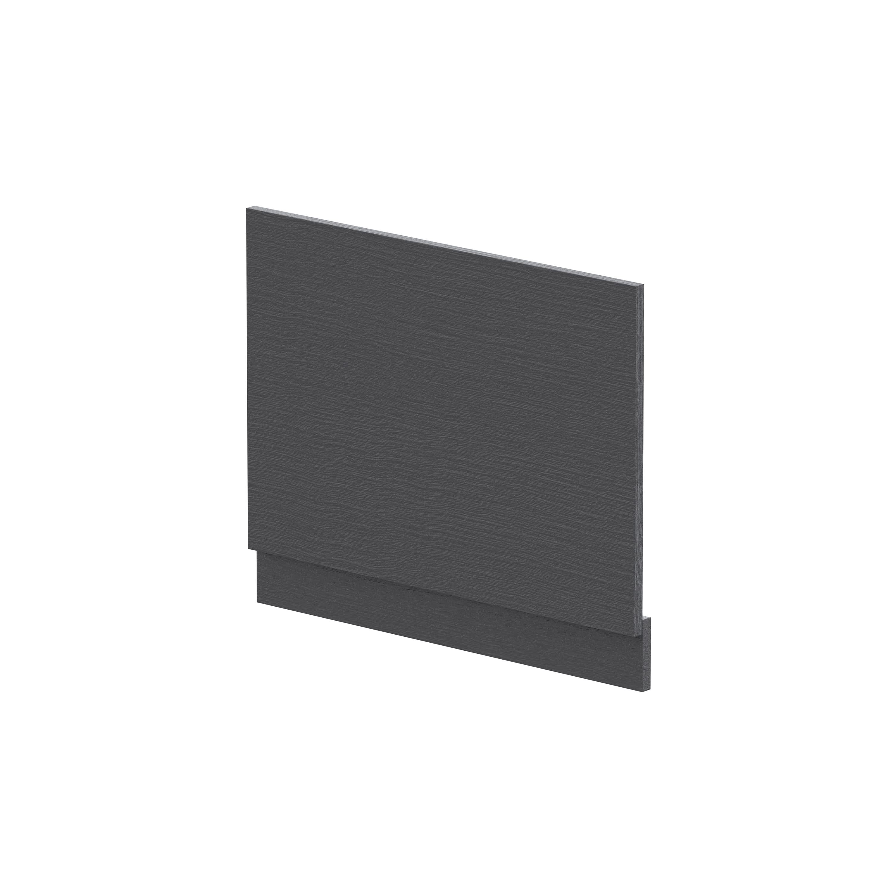 Hudson Reed Straight Baths End Bath Panel and Plinth, Durable Flat Pack Construction for Modern Bathroom Wall Panels in Graphite Grey Woodgrain Finish, 700mm