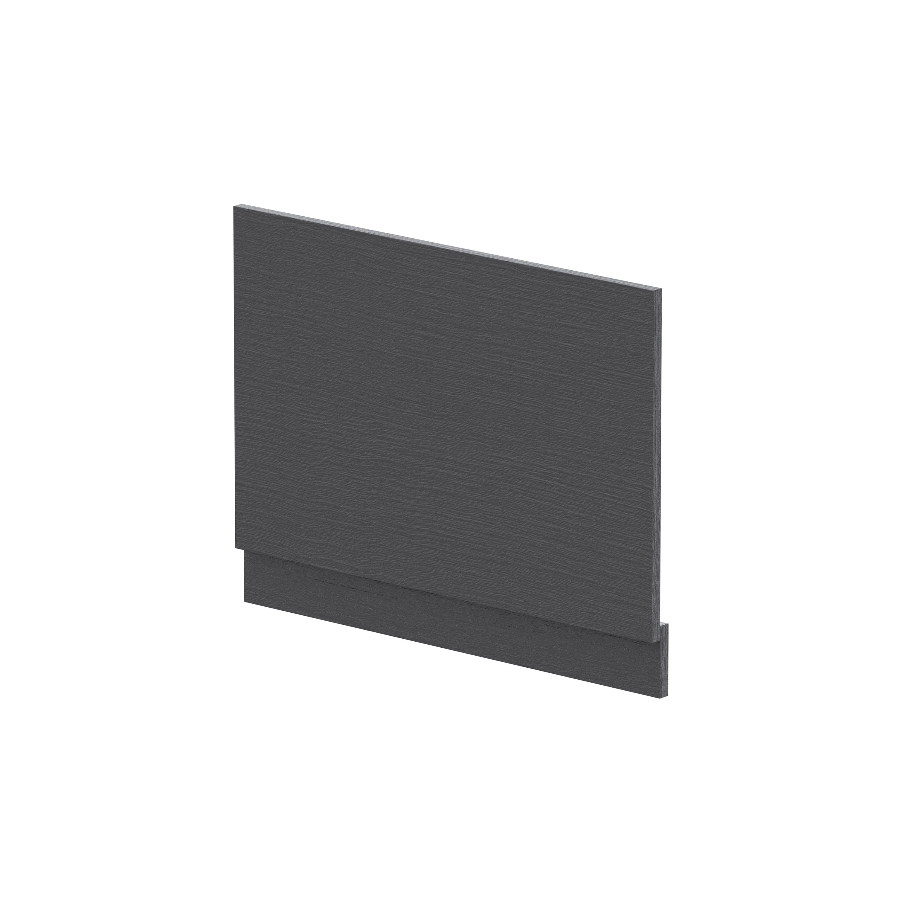Hudson Reed Straight Baths End Bath Panel and Plinth, Durable Flat Pack Construction for Modern Bathroom Wall Panels in Graphite Grey Woodgrain Finish, 750mm