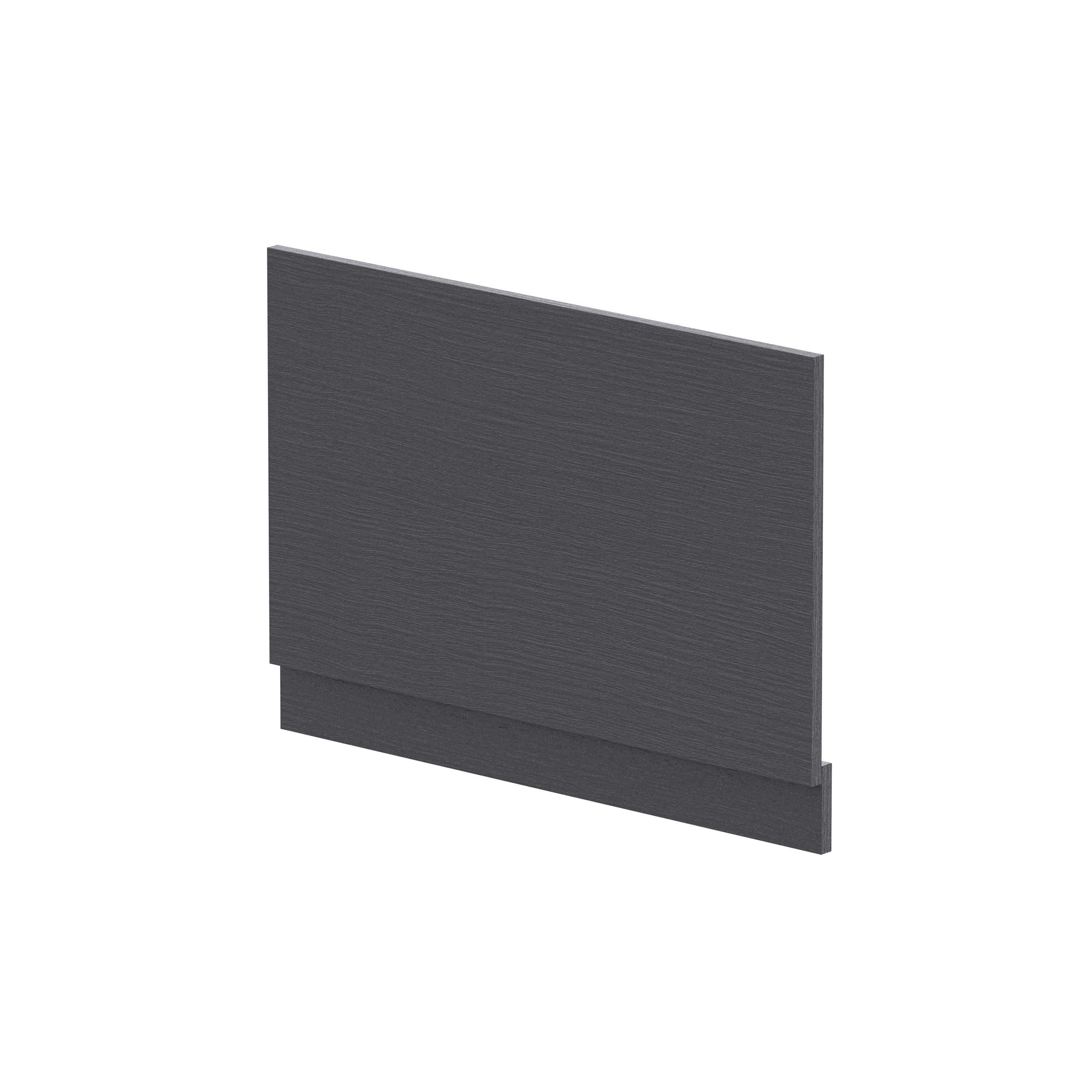 Hudson Reed Straight Baths End Bath Panel and Plinth, Durable Flat Pack Construction for Modern Bathroom Wall Panels in Graphite Grey Woodgrain Finish, 800mm