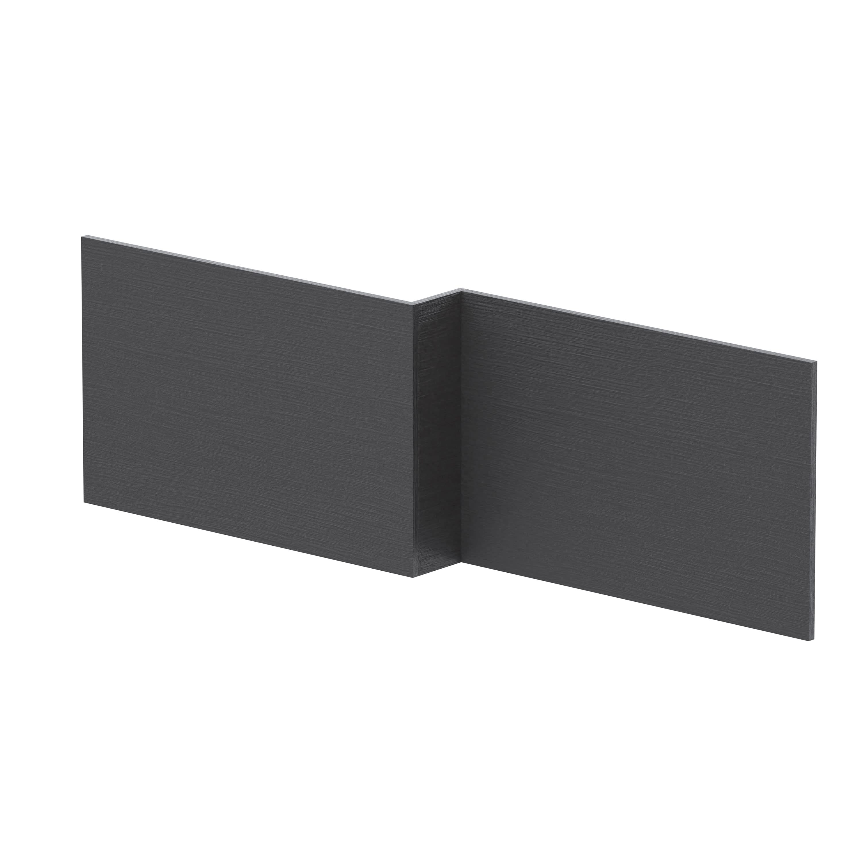 Hudson Reed Square Shower Bath Front Panel, Stylish Bath Panel for Square Shower Baths, Durable Bathroom Accessory in Graphite Grey Woodgrain Finish, 1700mm