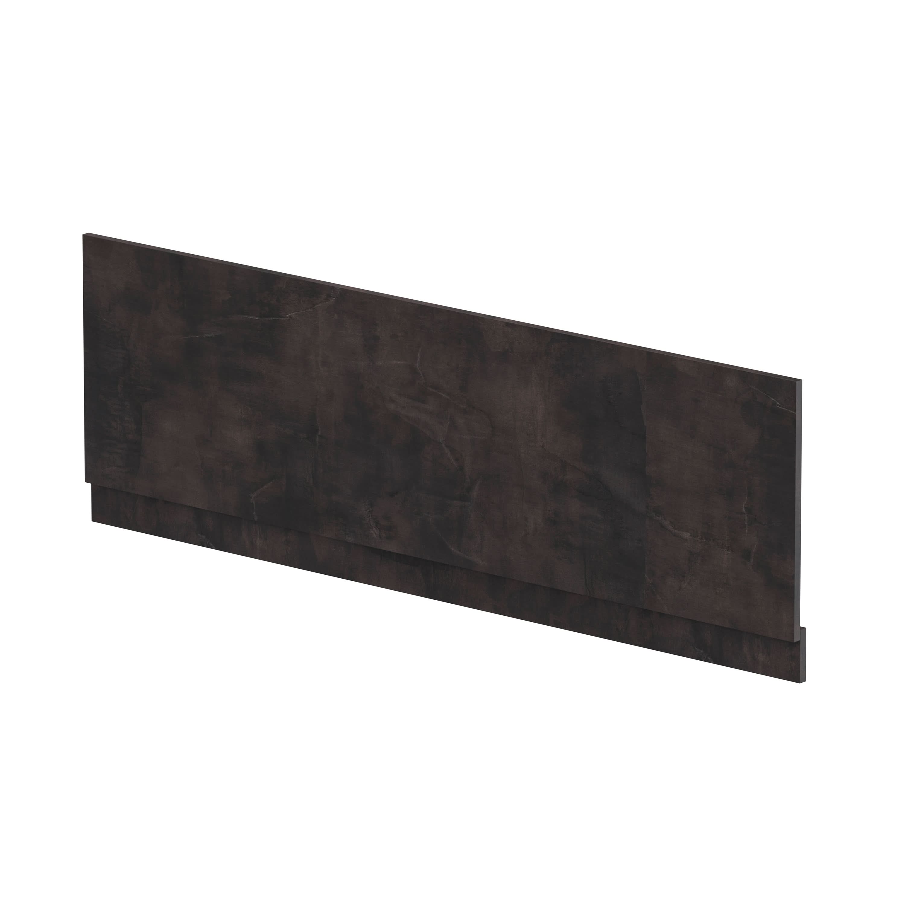Hudson Reed Straight Baths Front Bath Panel and Plinth, Durable Flat Pack Construction for Modern Bathroom Wall Panels in Metallic Slate Woodgrain Finish, 1700mm