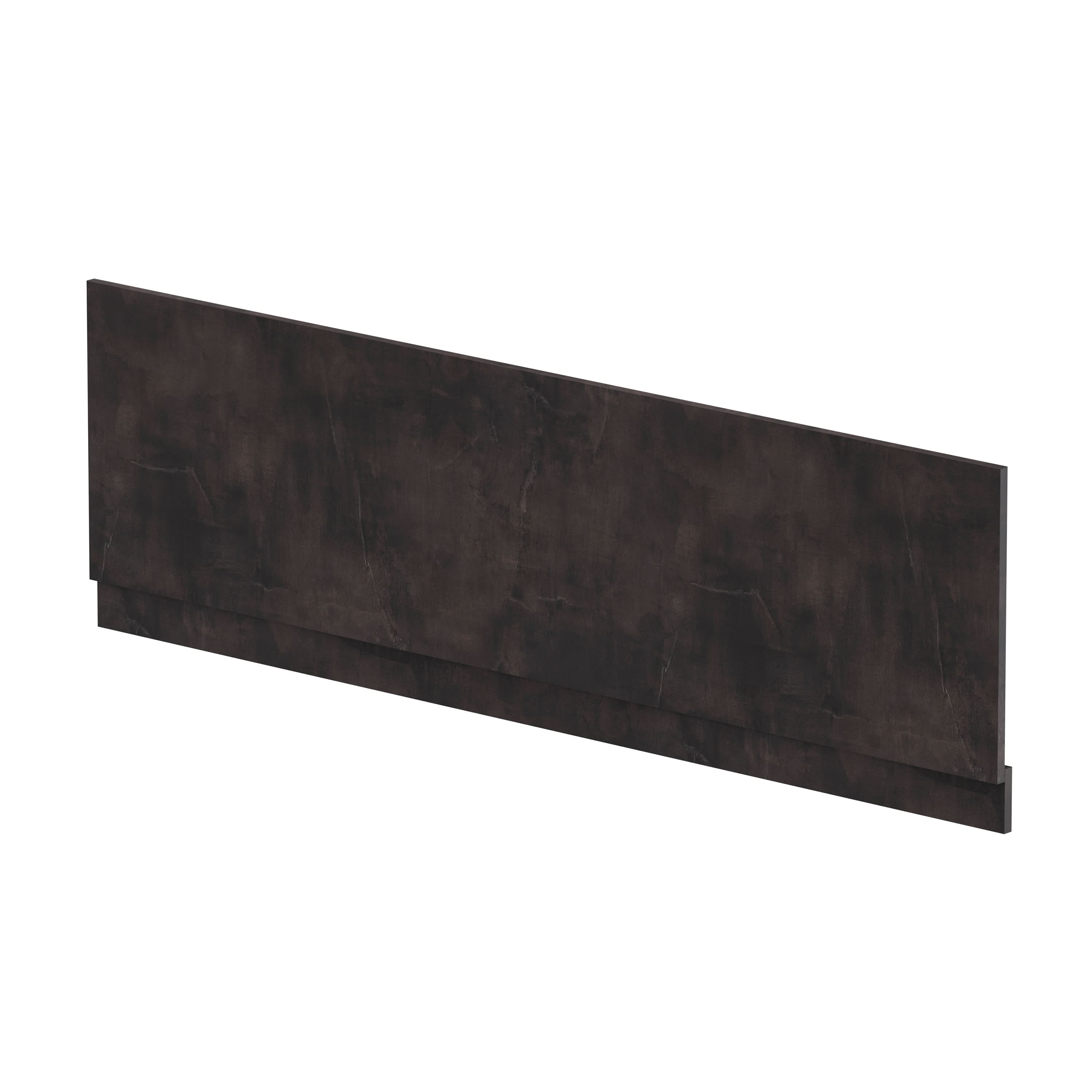 Hudson Reed Straight Baths Front Bath Panel and Plinth, Durable Flat Pack Construction for Modern Bathroom Wall Panels in Metallic Slate Woodgrain Finish, 1800mm