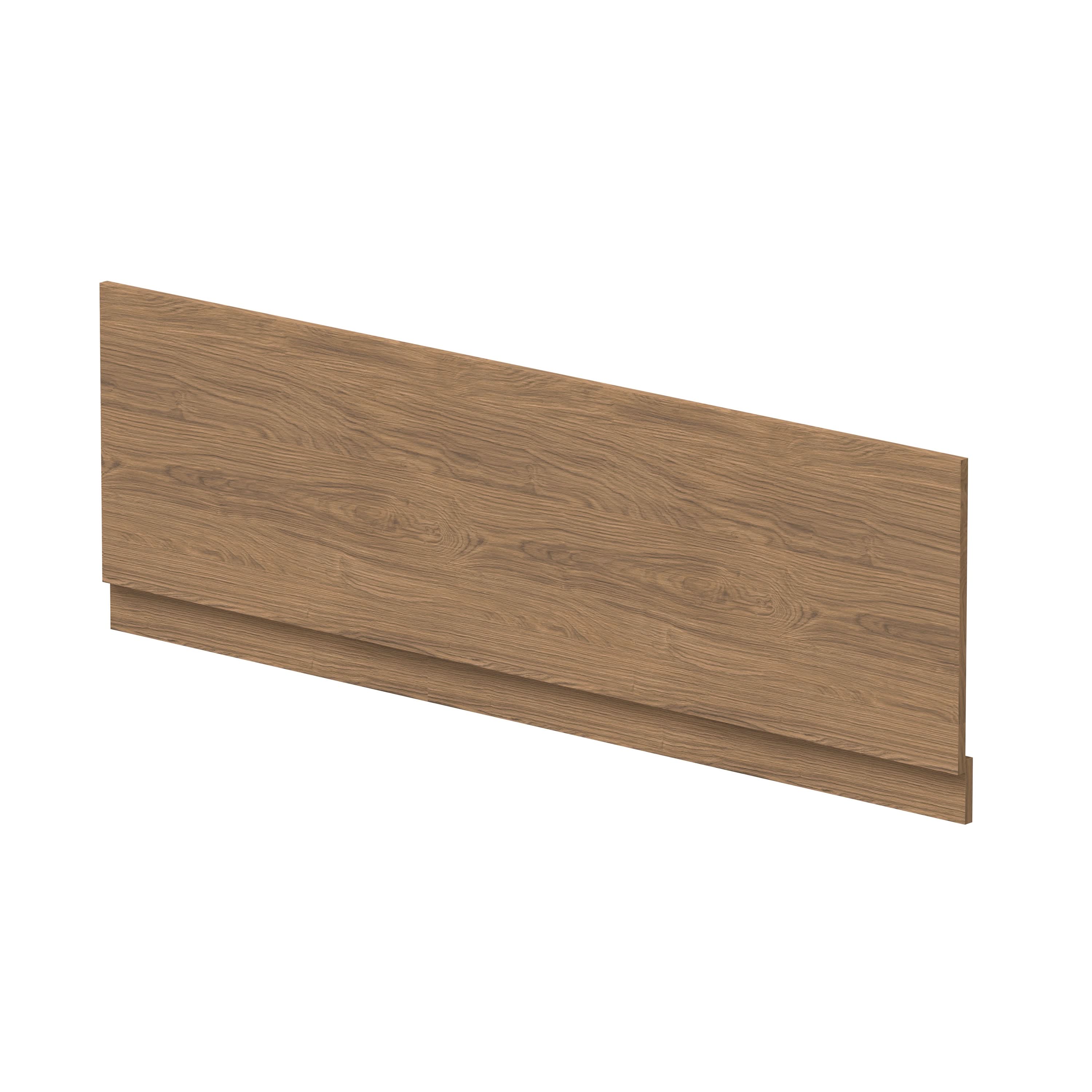 Hudson Reed Straight Baths Front Bath Panel and Plinth, Durable Flat Pack Construction for Modern Bathroom Wall Panels in Antique Oak Woodgrain Finish, 1700mm