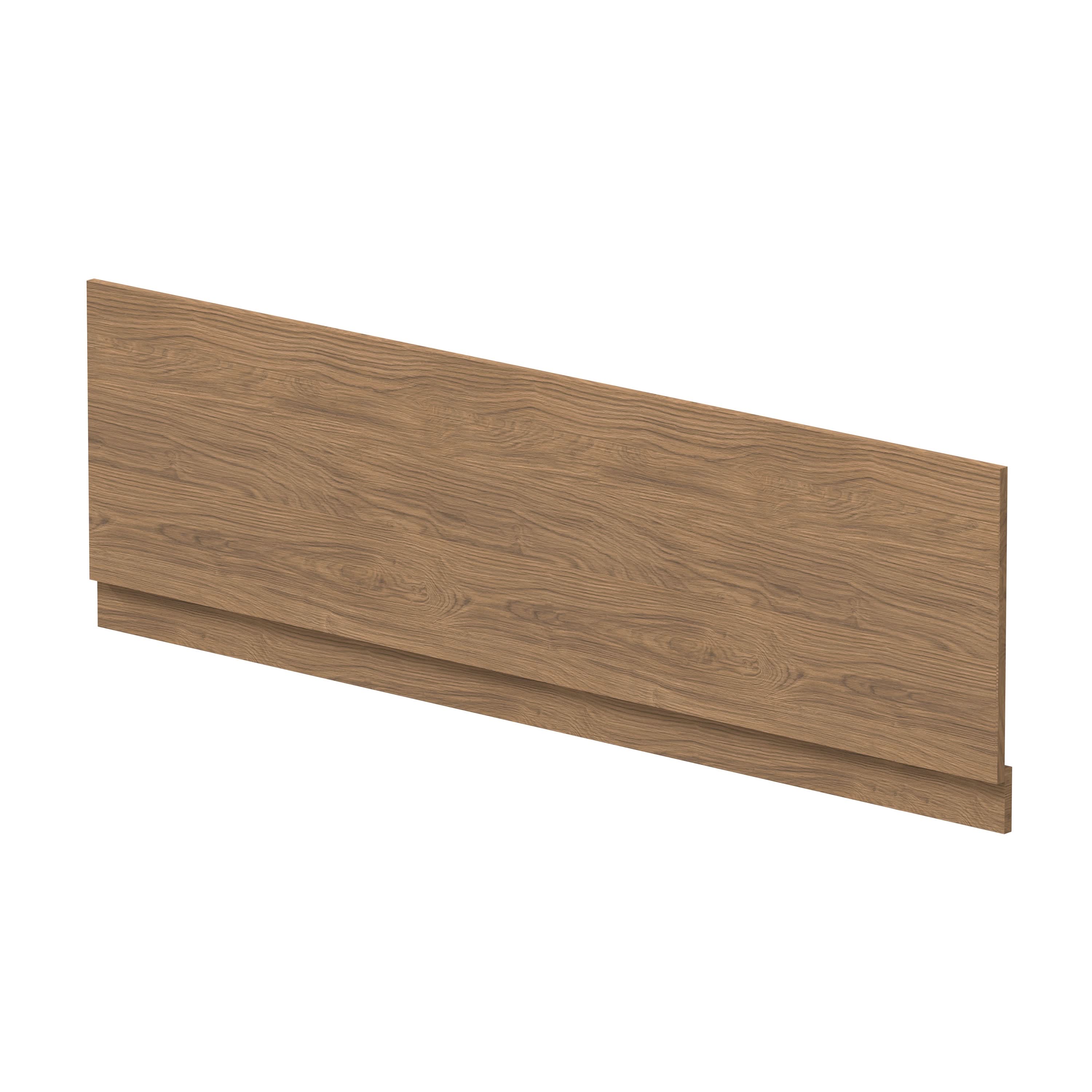Hudson Reed Straight Baths Front Bath Panel and Plinth, Durable Flat Pack Construction for Modern Bathroom Wall Panels in Antique Oak Woodgrain Finish, 1800mm