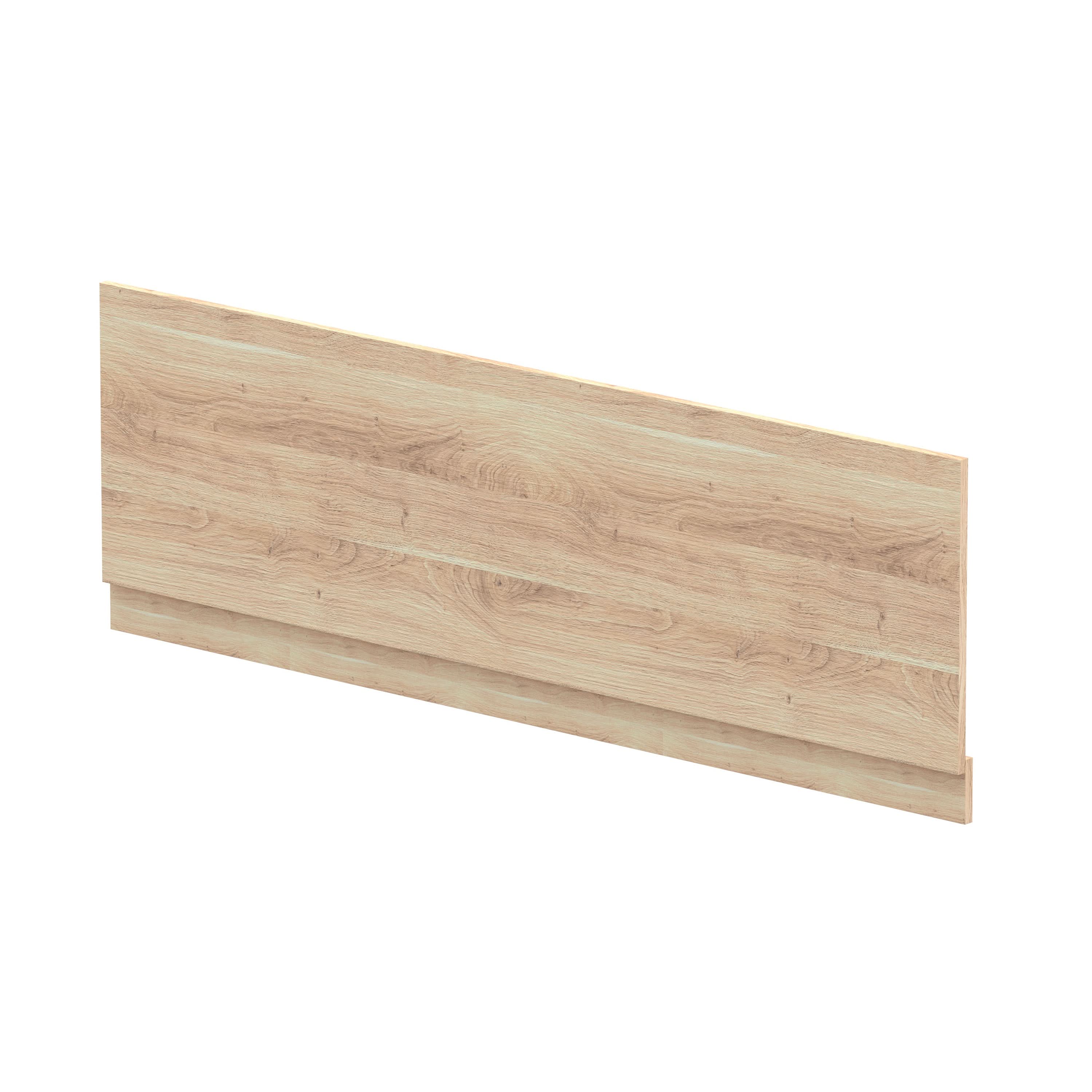 Hudson Reed Straight Baths Front Bath Panel and Plinth, Durable Flat Pack Construction for Modern Bathroom Wall Panels in Bleached Oak Woodgrain Finish, 1700mm