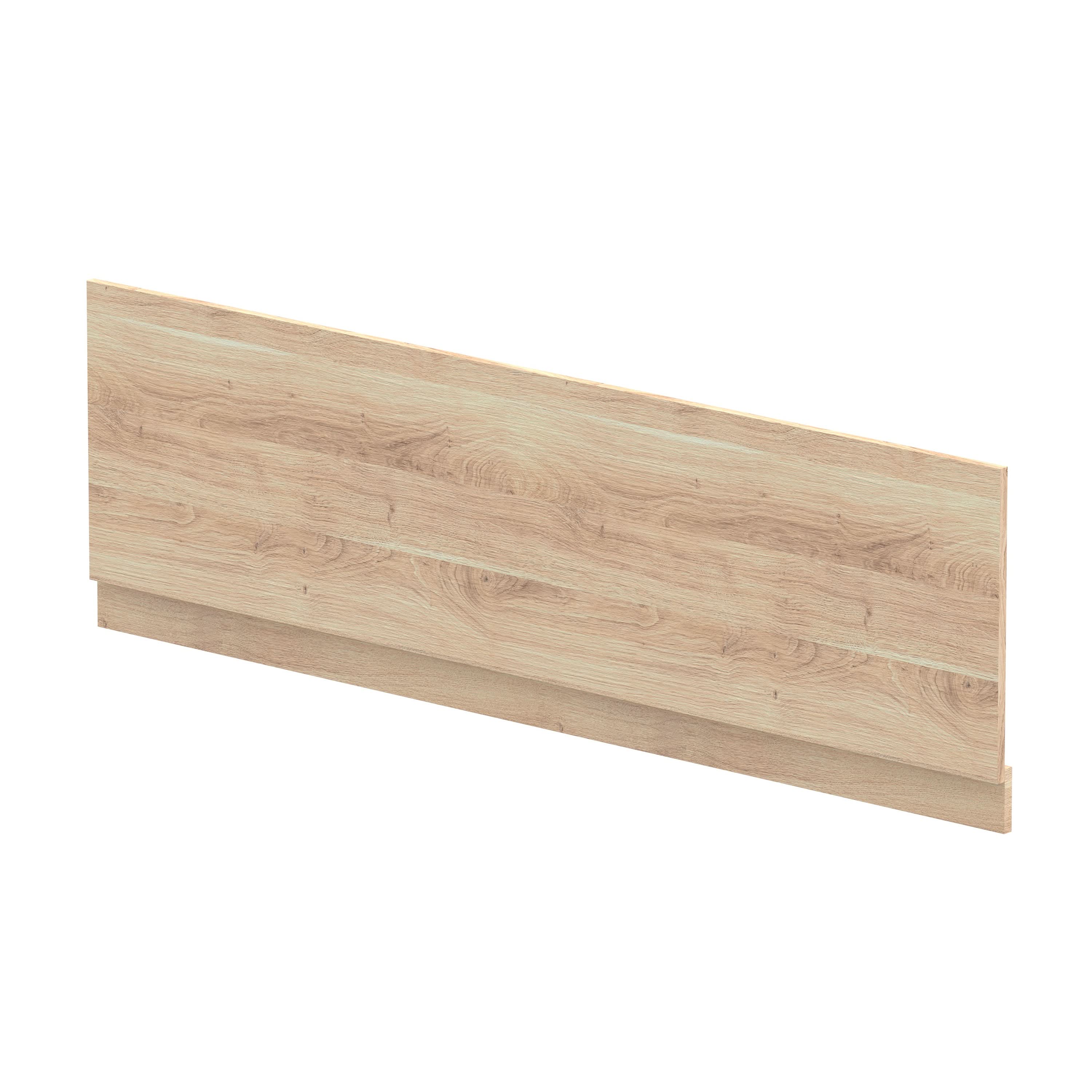 Hudson Reed Straight Baths Front Bath Panel and Plinth, Durable Flat Pack Construction for Modern Bathroom Wall Panels in Bleached Oak Woodgrain Finish, 1800mm