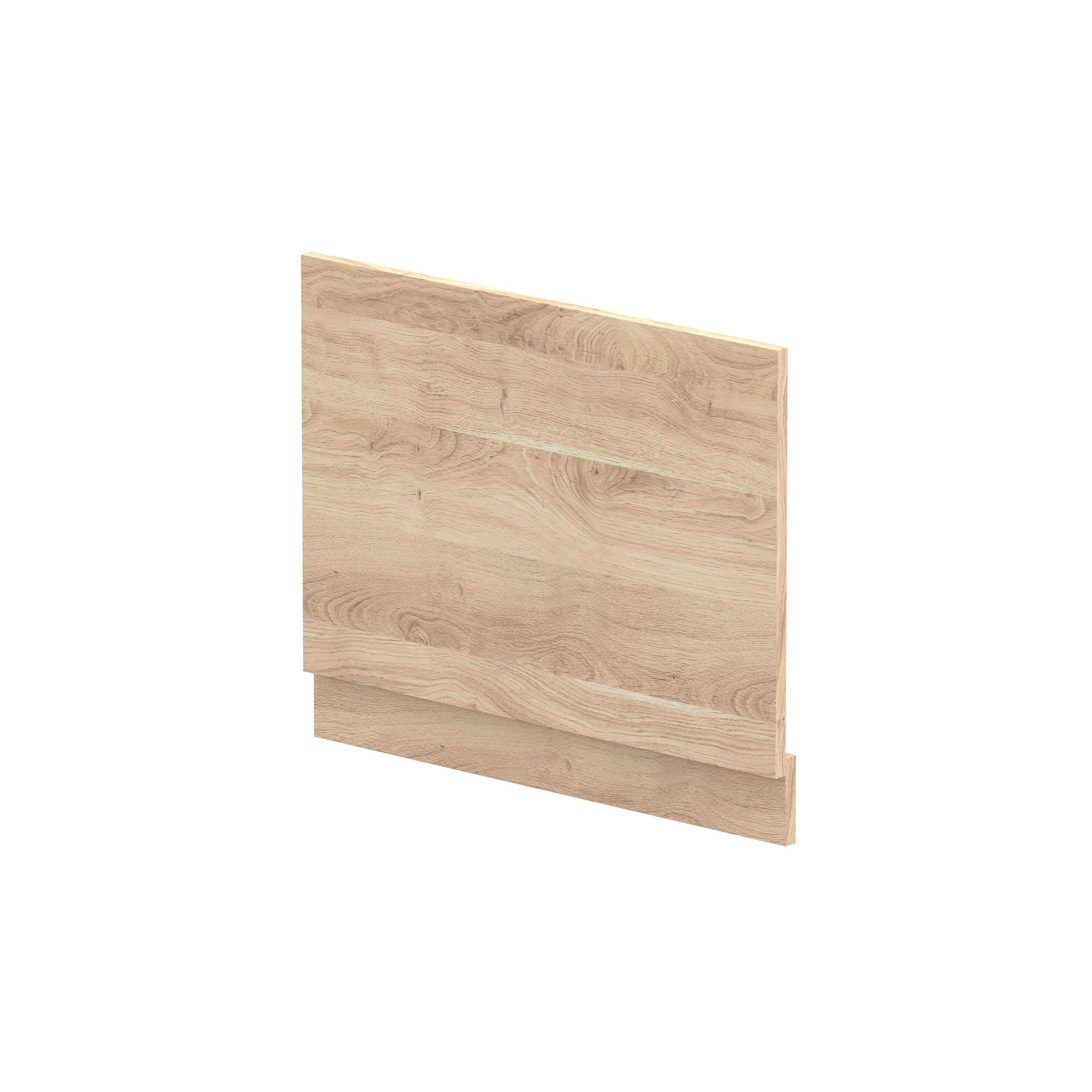 Hudson Reed Straight Baths End Bath Panel and Plinth, Durable Flat Pack Construction for Modern Bathroom Wall Panels in Bleached Oak Woodgrain Finish, 700mm