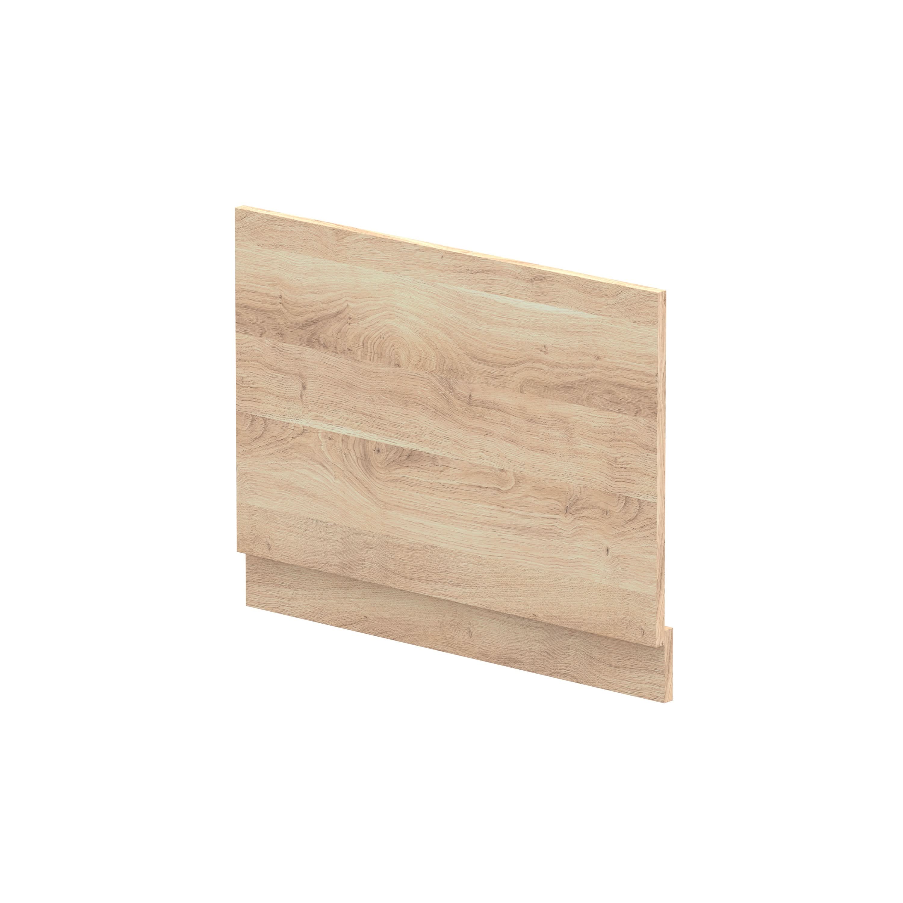 Hudson Reed Straight Baths End Bath Panel and Plinth, Durable Flat Pack Construction for Modern Bathroom Wall Panels in Bleached Oak Woodgrain Finish, 750mm