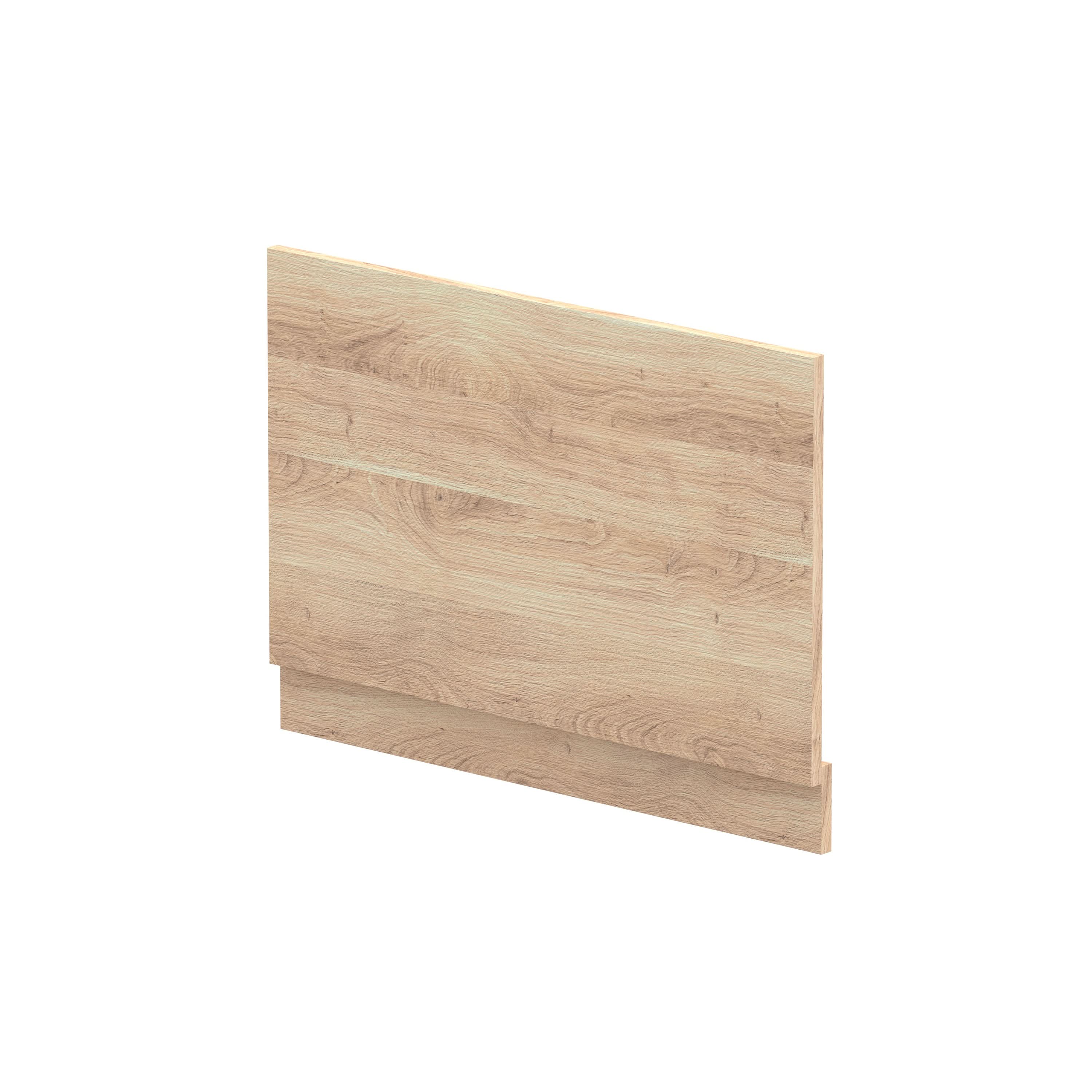Hudson Reed Straight Baths End Bath Panel and Plinth, Durable Flat Pack Construction for Modern Bathroom Wall Panels in Bleached Oak Woodgrain Finish, 800mm