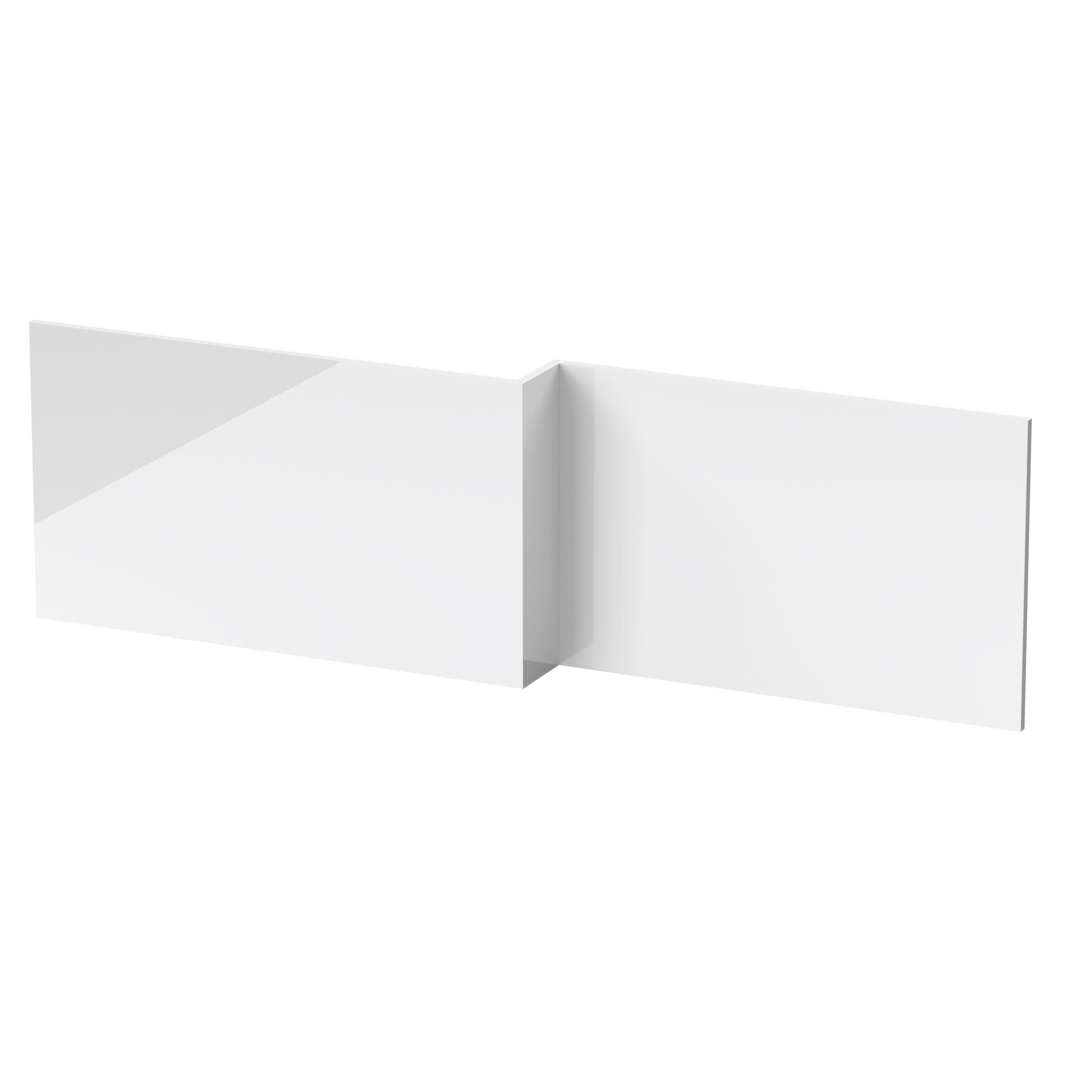 Nuie Square Shower Bath Front Panel, Durable Waterproof Cut-to-Size Flat-Pack with End Panel Match for Modern Bathrooms in Premium Gloss White Finish, 1700mm