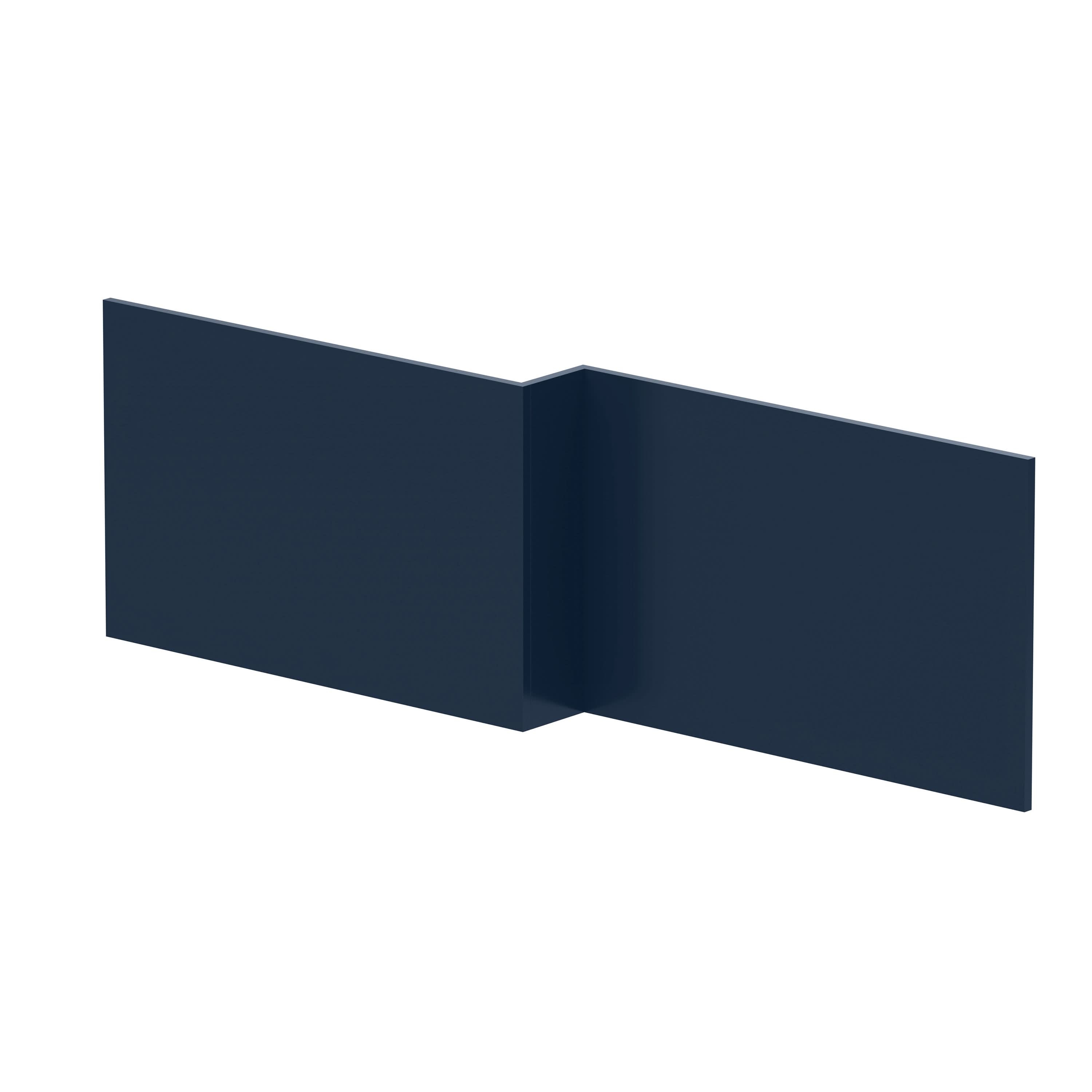 Nuie Square Shower Bath Front Panel, Durable Waterproof Cut-to-Size Flat-Pack with End Panel Match for Modern Bathrooms in Premium Midnight Blue Finish, 1700mm