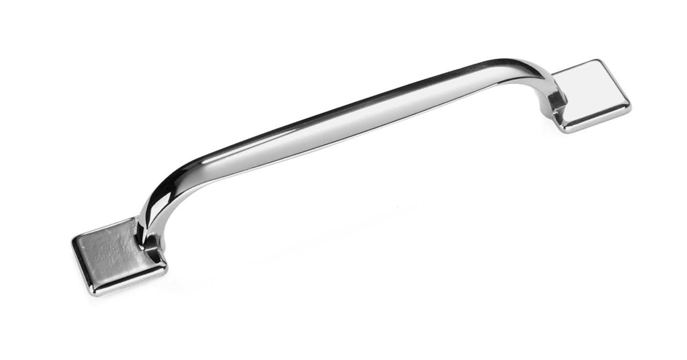 Nuie Handles Square Strap Chrome Handle 128mm Centres, Traditional Square Strap Design, Durable Bathroom Accessories, Chrome