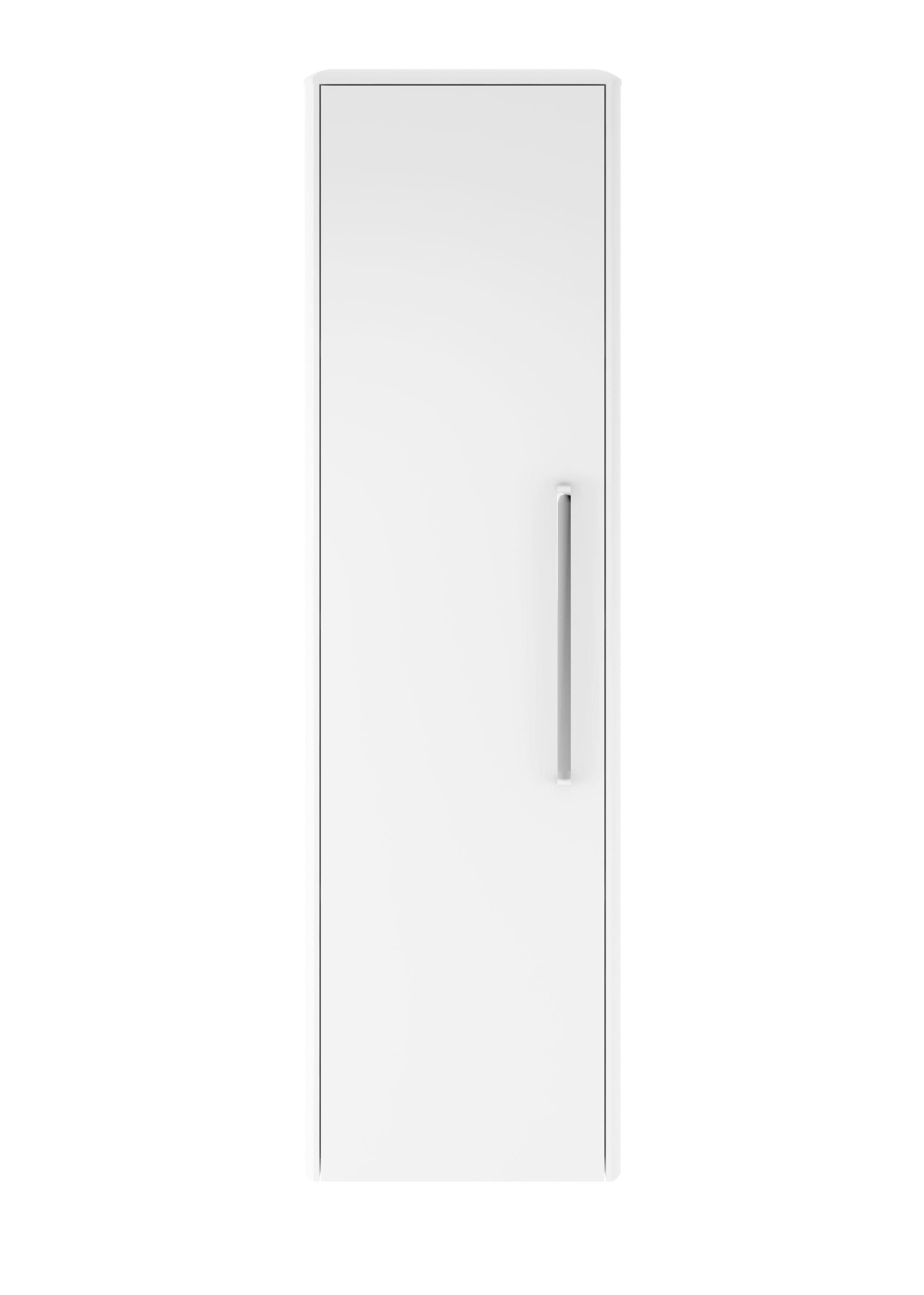 Hudson Reed Solar Wall Hung 1 Door Tall Unit, Modern Bathroom Storage Cabinet, Pure White, 350mm
