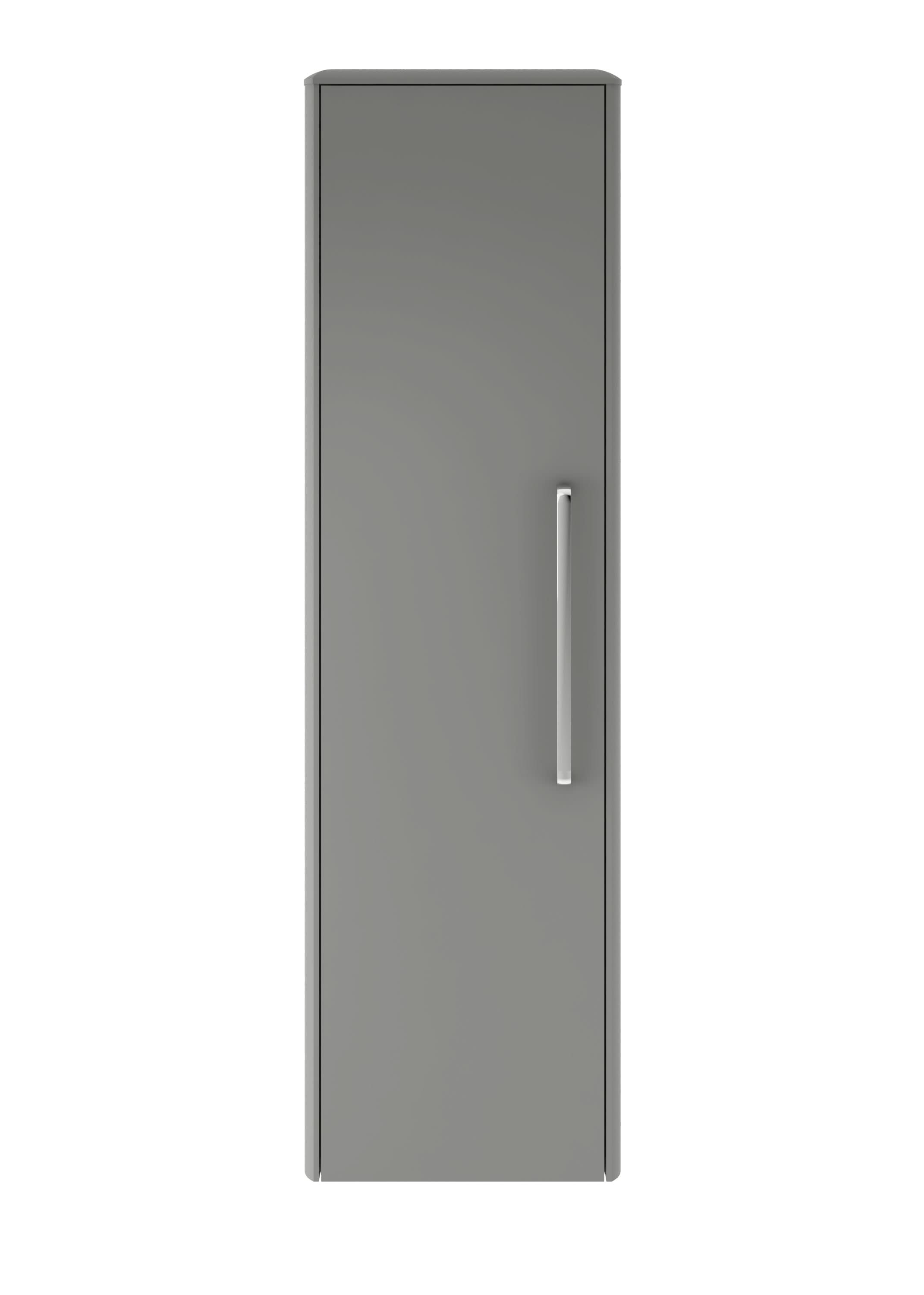 Hudson Reed Solar Wall Hung 1 Door Tall Unit, Modern Bathroom Storage Cabinet, Cool Grey, 350mm