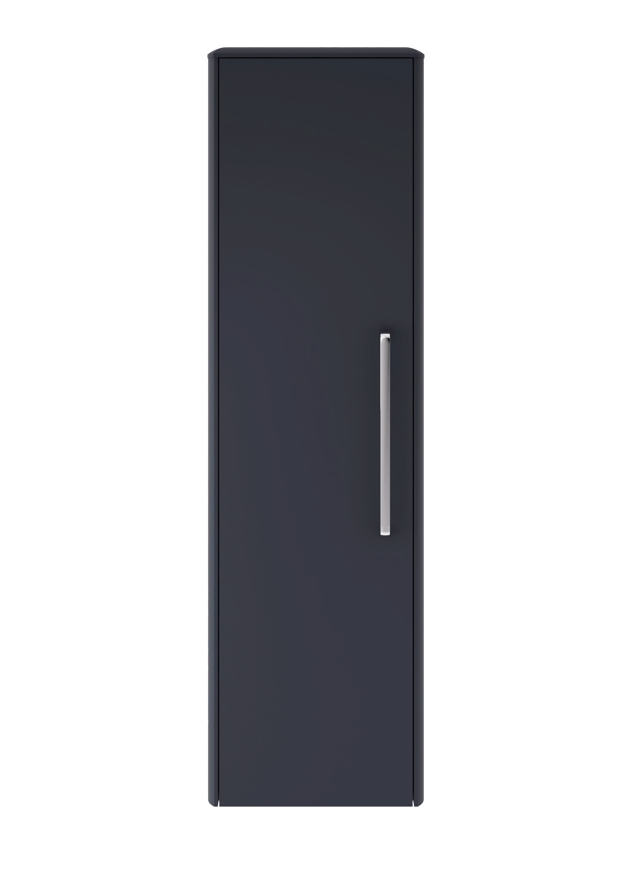 Hudson Reed Solar Wall Hung 1 Door Tall Unit, Modern Bathroom Storage Cabinet, Indigo Blue, 350mm