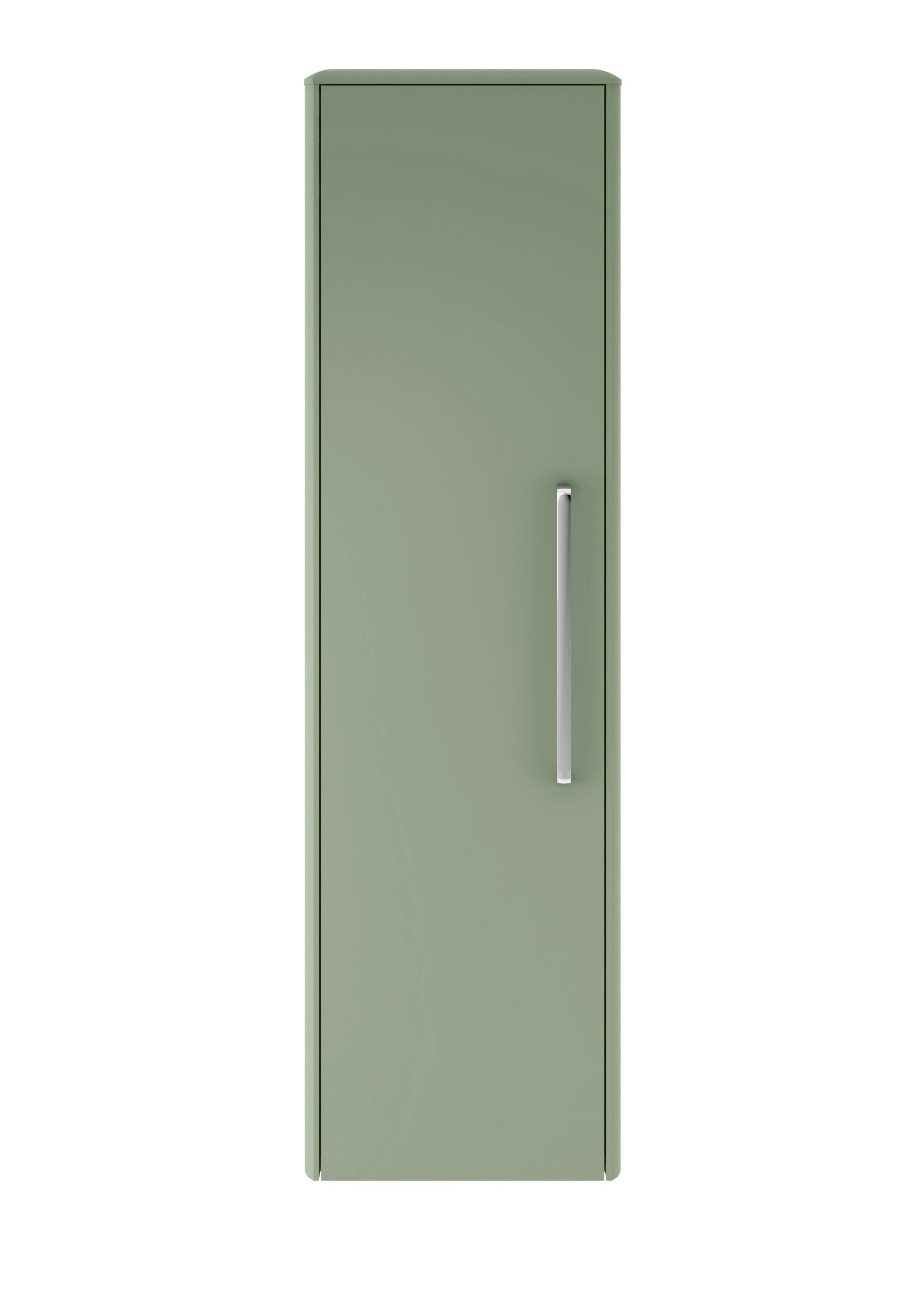 Hudson Reed Solar Wall Hung Tall Unit Single Door, Modern Bathroom Storage Cabinet, Fern Green, 350mm