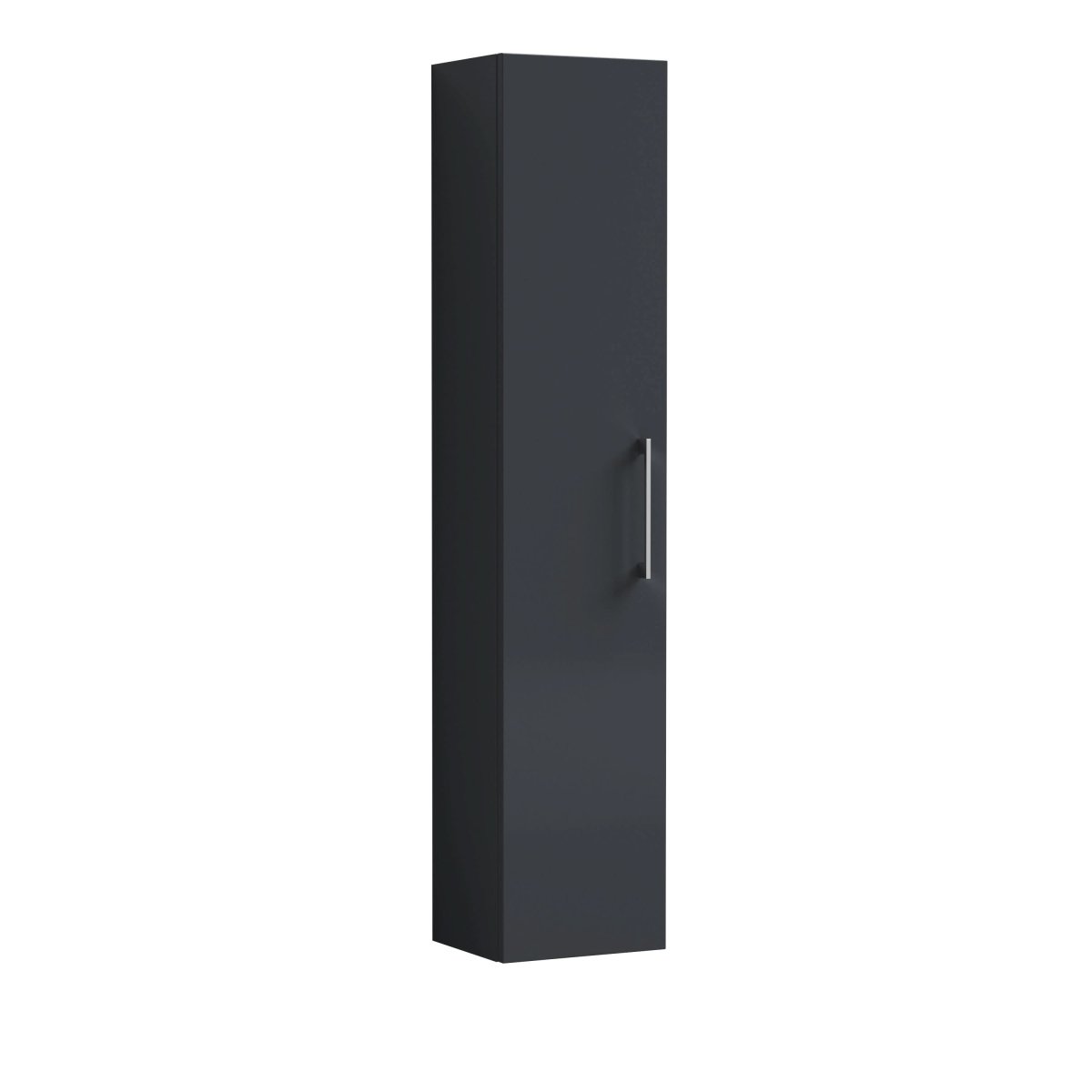 Nuie Arno Tall Wall Hung Unit Single Door, Durable Soft Close Door with 3 Shelves with D-Shape Handle in Soft Black, 300mm