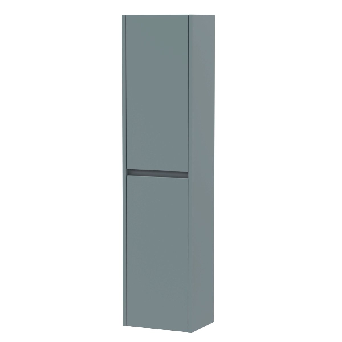 Nuie Havana Tall Wall Hung Unit 2-Door, Soft Close Handless Bathroom Storage Cabinet in Coastal Grey, 1433 x 350 x 255mm