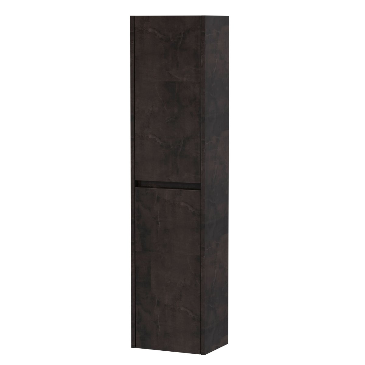 Nuie Havana Tall Wall Hung Unit 2-Door, Soft Close Handless Bathroom Storage Cabinet in Metallic Slate, 1433 x 350 x 255mm