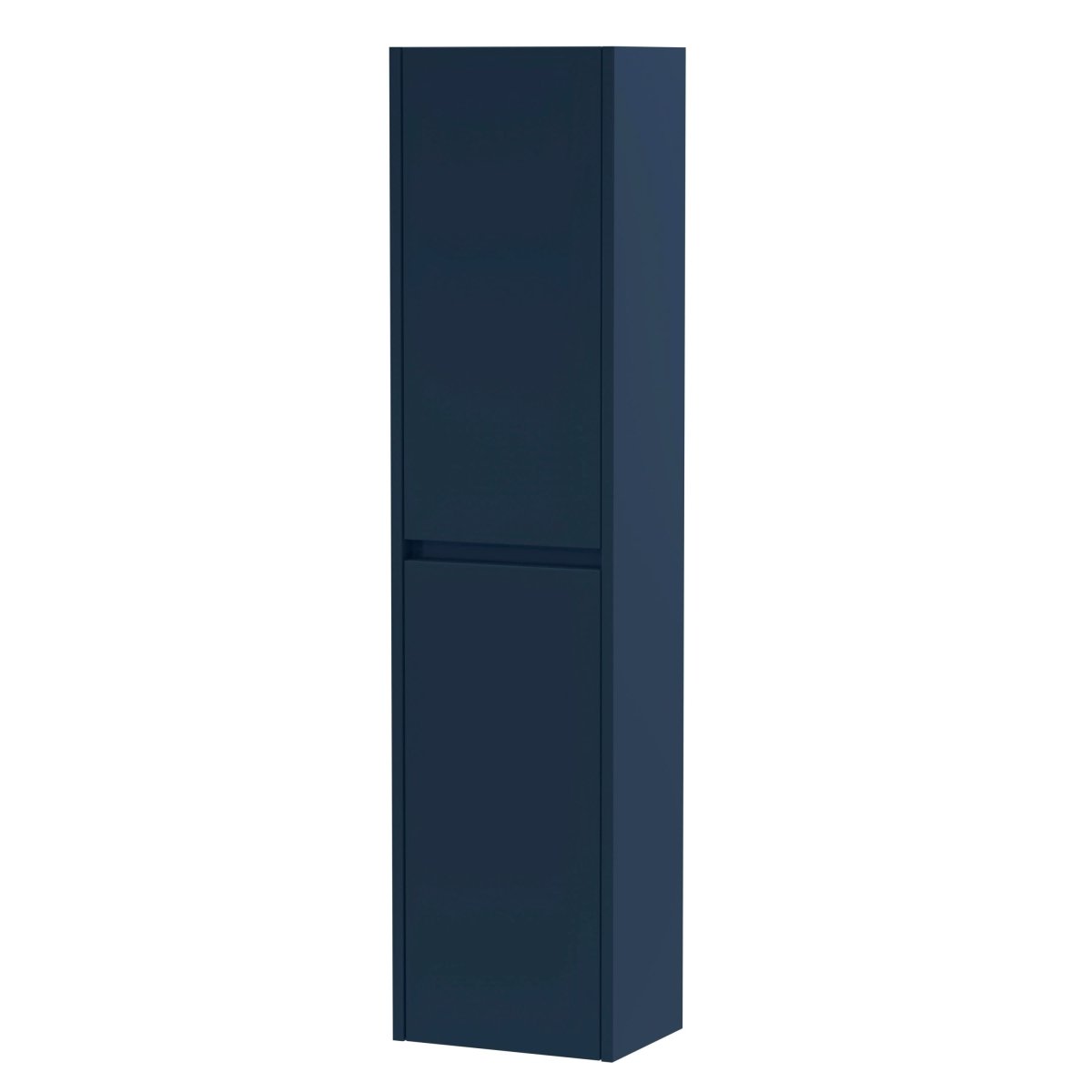 Nuie Havana Tall Wall Hung Unit 2-Door, Soft Close Handless Bathroom Storage Cabinet in  Indigo Blue, 1433 x 350 x 255mm