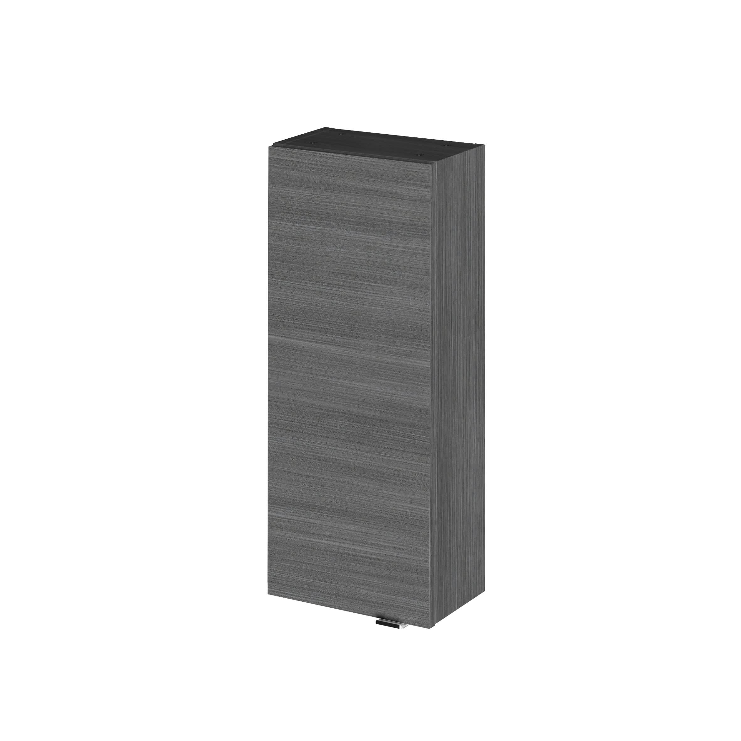 Hudson Reed Fusion Wall Hung with 1 Soft Close Door Cabinet, Bathroom Vanity Unit with Storage in Anthracite Woodgrain, 300mm