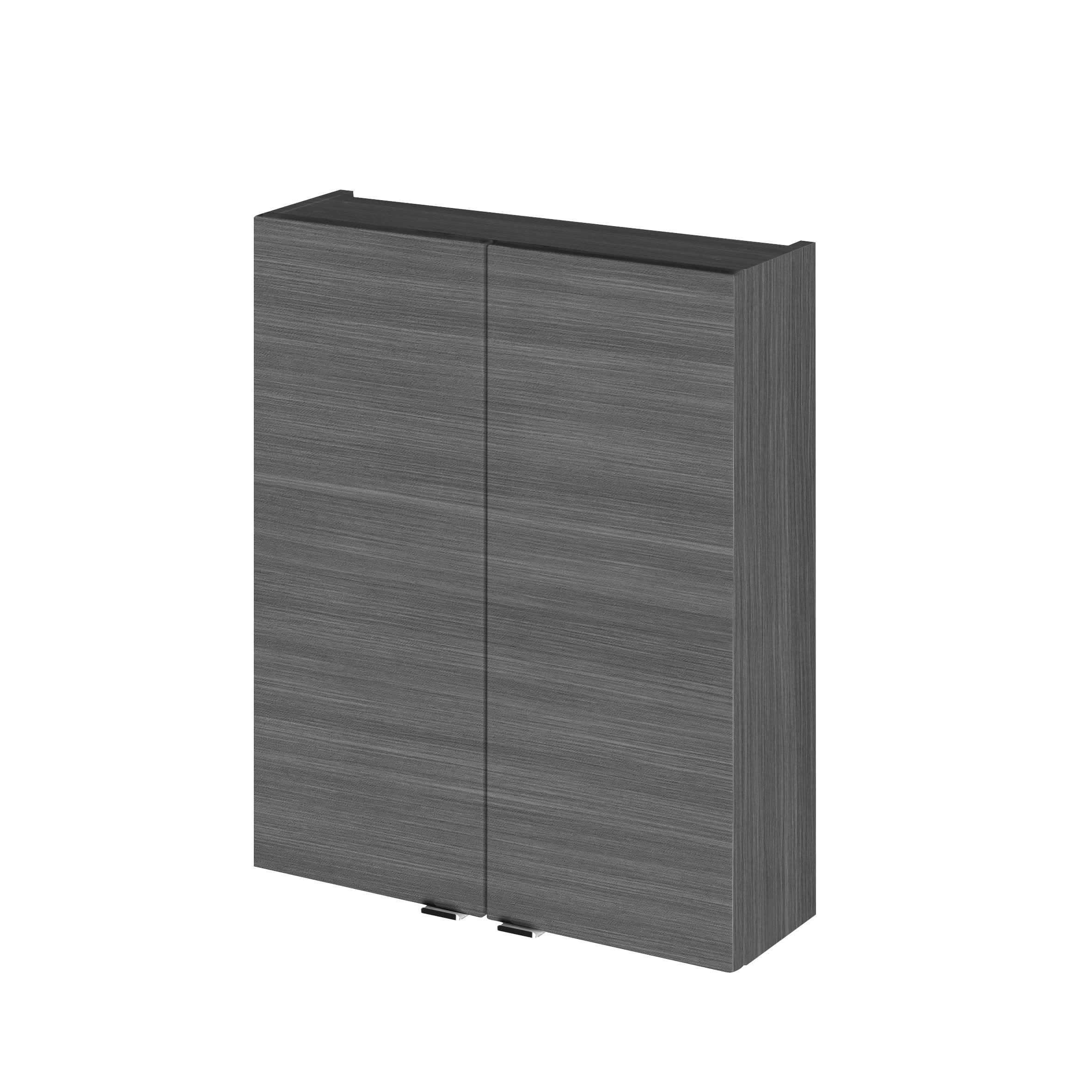 Hudson Reed Fusion Wall Hung with 2 Soft Close Door Cabinet, Bathroom Vanity Unit with Storage in Anthracite Woodgrain, 500mm