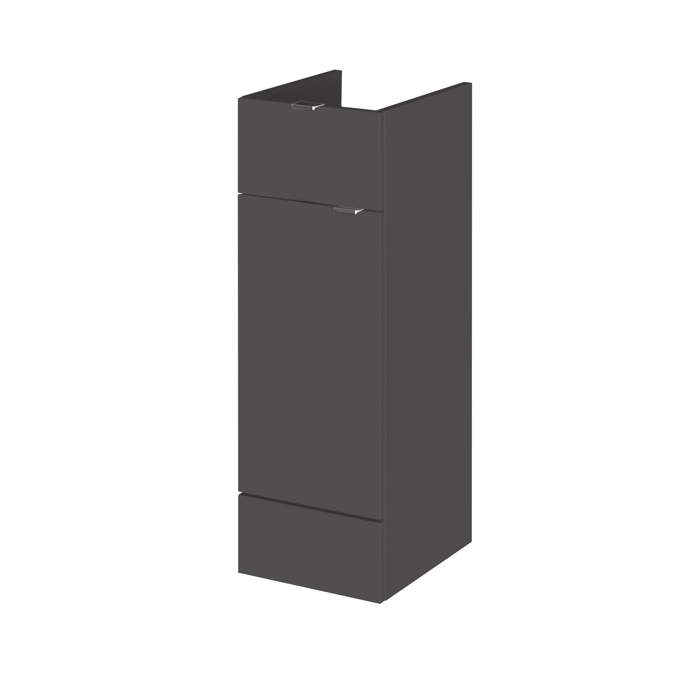 Hudson Reed Fusion Floor Standing Vanity Unit, Soft Close Single Door and Drawer Bathroom Sink Storage in Gloss Grey, 300mm