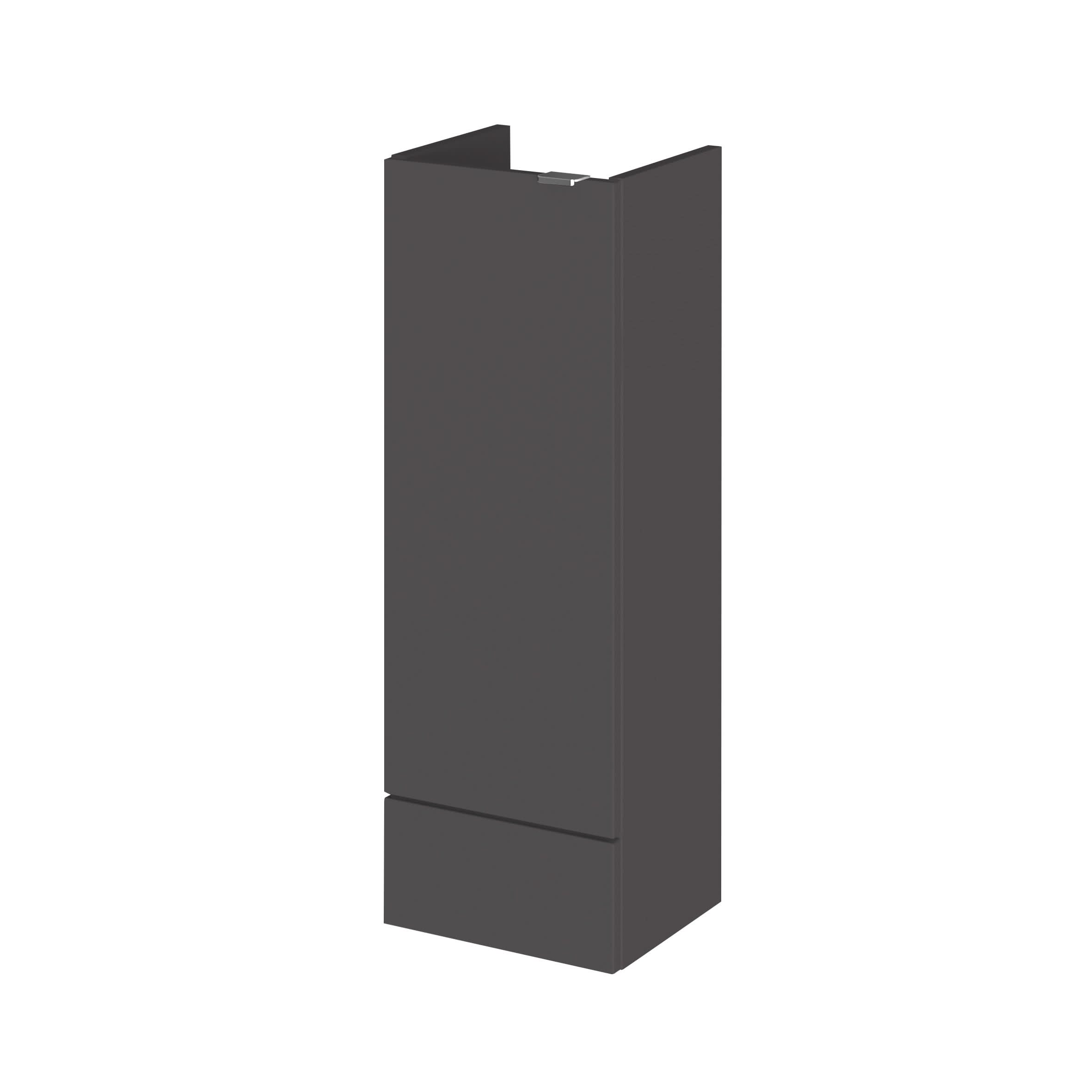 Hudson Reed Fusion Floor Standing Compact Base Unit, Bathroom Vanity Unit with Soft Close Door & Storage in Gloss Grey, 300mm