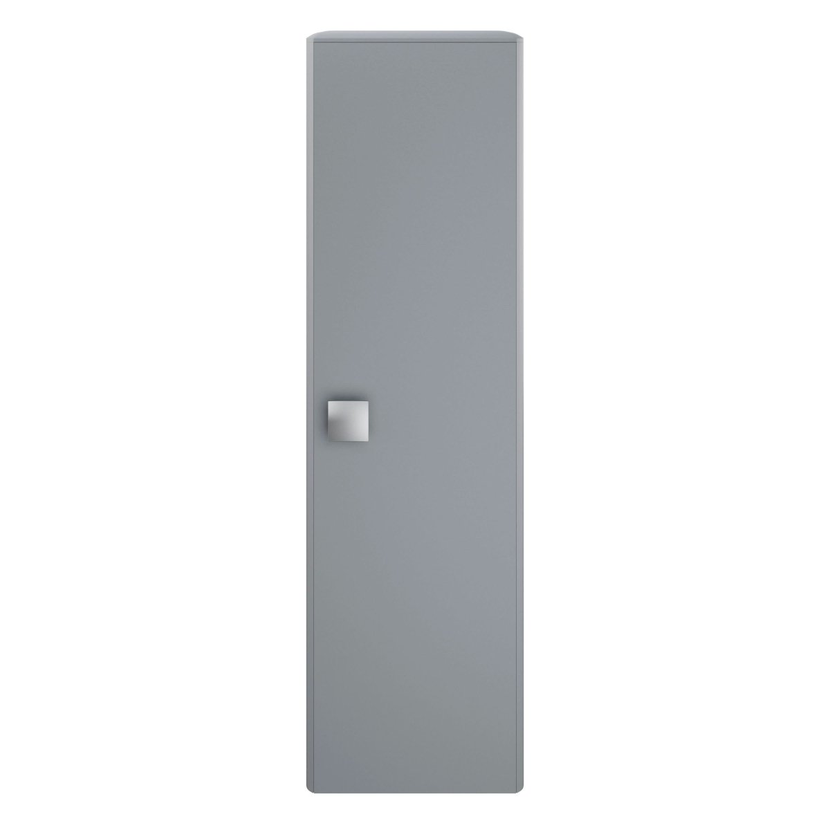 Hudson Reed Sarenna Wall Hung Tall Unit with Soft-Close Door, Modern Curved Design Bathroom Storage Cabinet in Dove Grey, 350mm