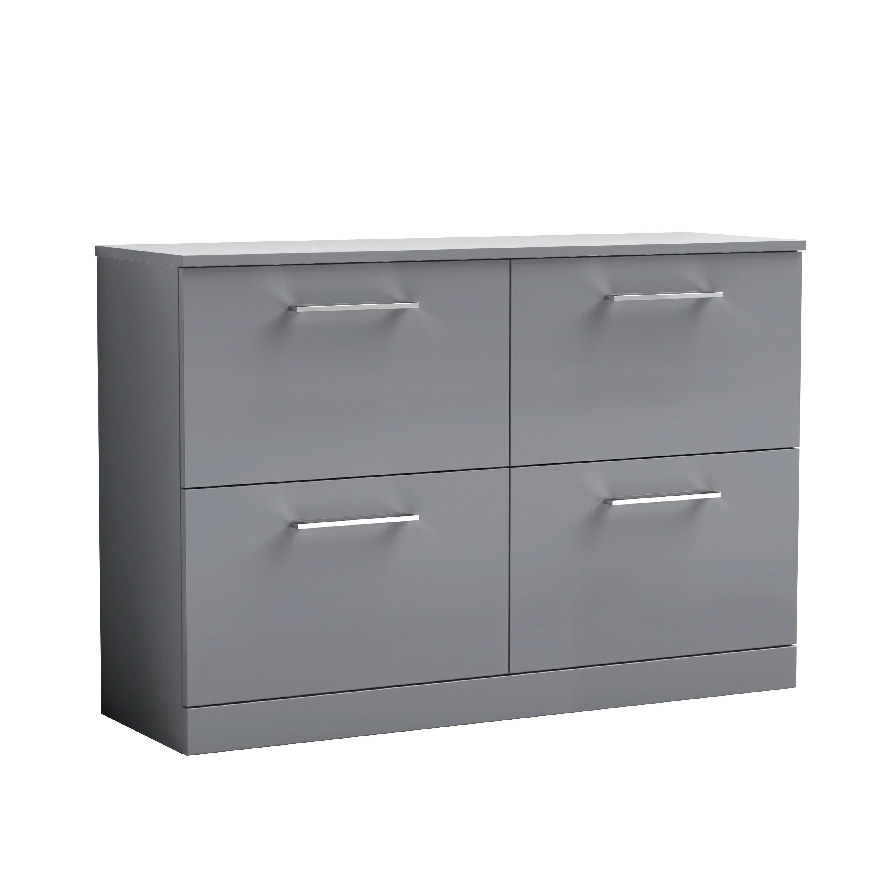 Nuie Arno Floor Standing 4 Drawer Vanity & Laminate Worktop, Vanity Unit with Basin, Satin Grey, 1200mm
