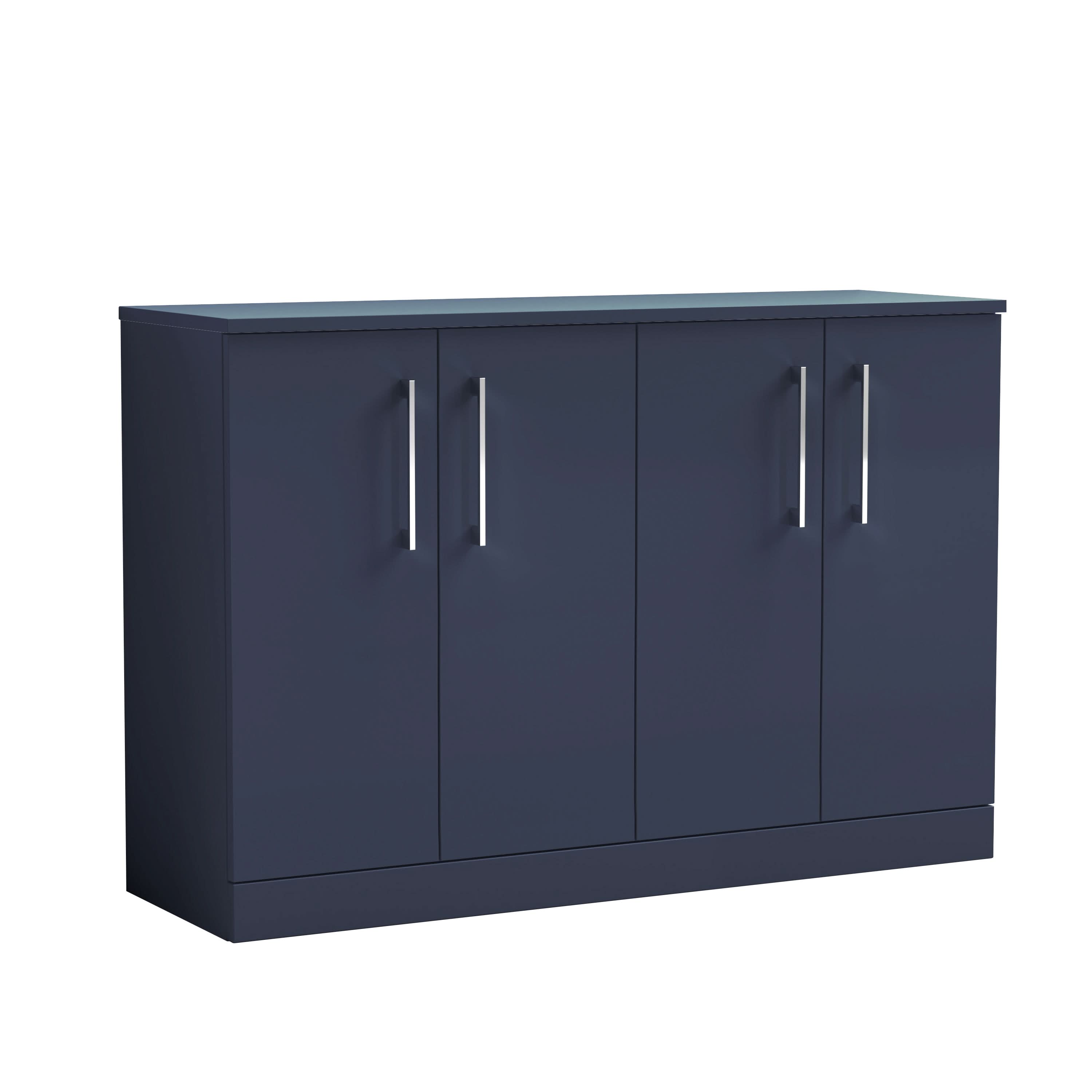 Nuie Arno Floor Standing 4 Door Vanity & Laminate Worktop, Bathroom Vanity Units, Midnight Blue, 1200mm