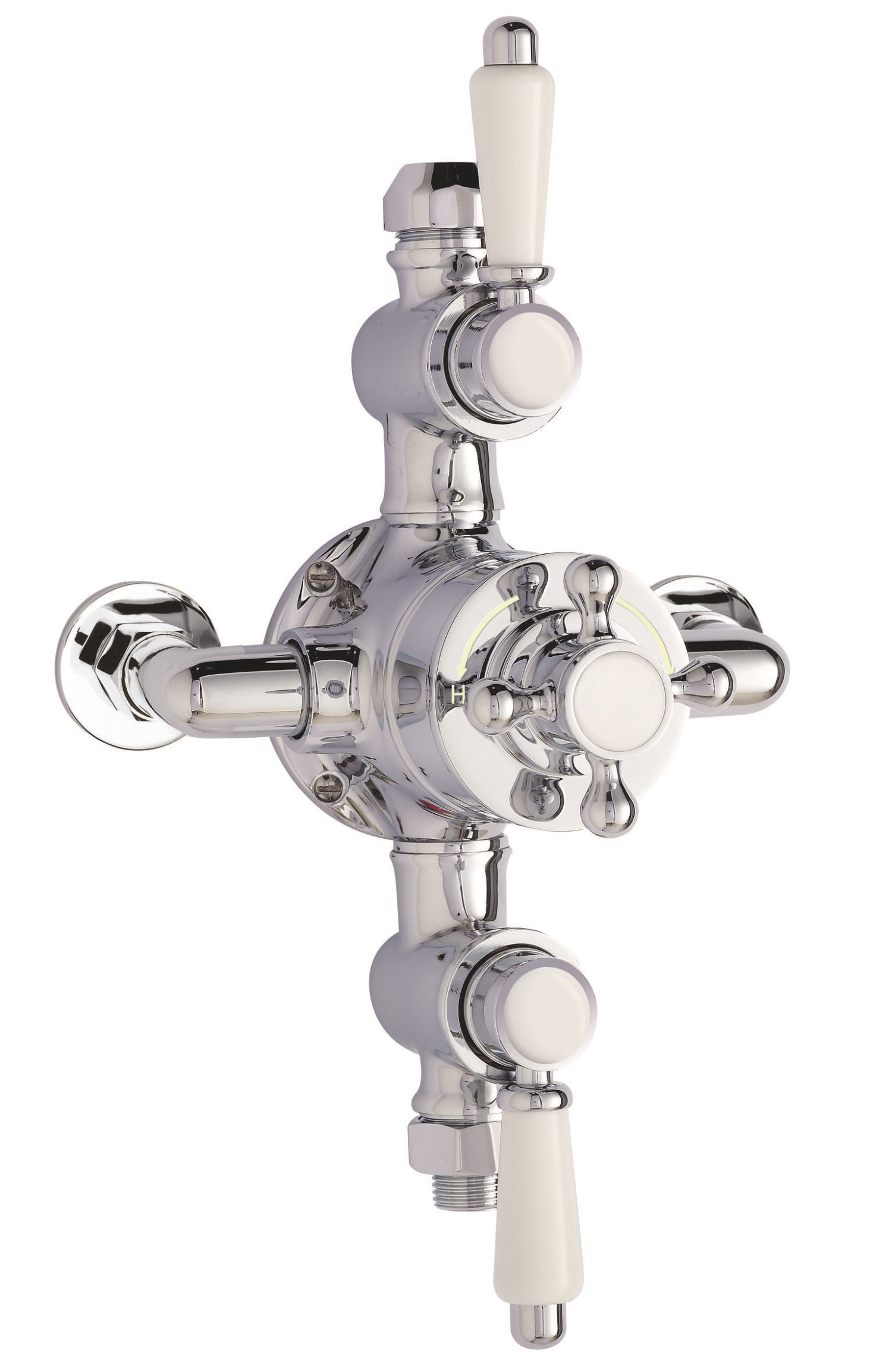 Nuie Victorian Triple Handle Exposed Shower Valve - Chrome