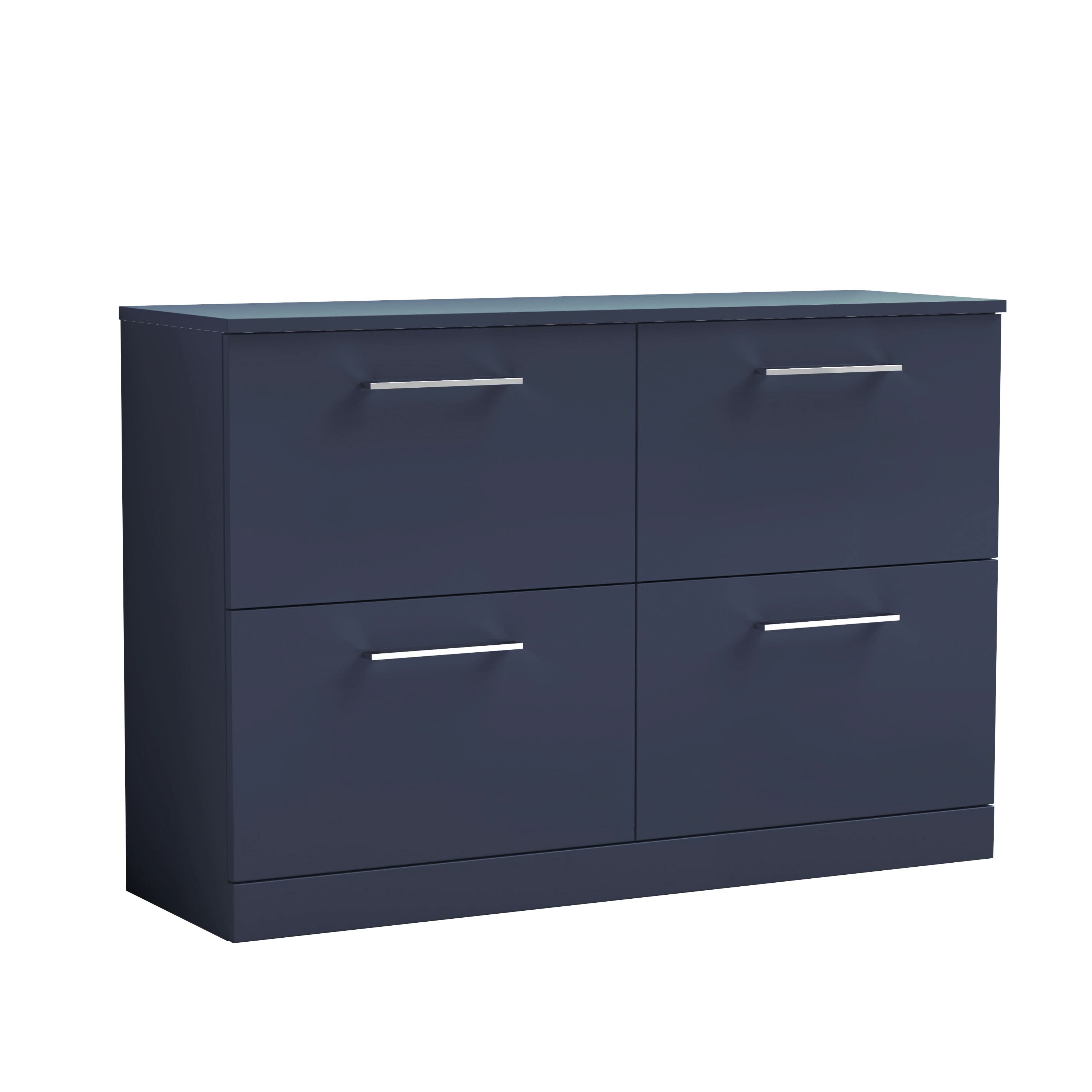 Nuie Arno Floor Standing 4 Drawer Vanity Unit with Worktop, Elegant Modern Vanity Unit in Midnight Blue, 1200mm