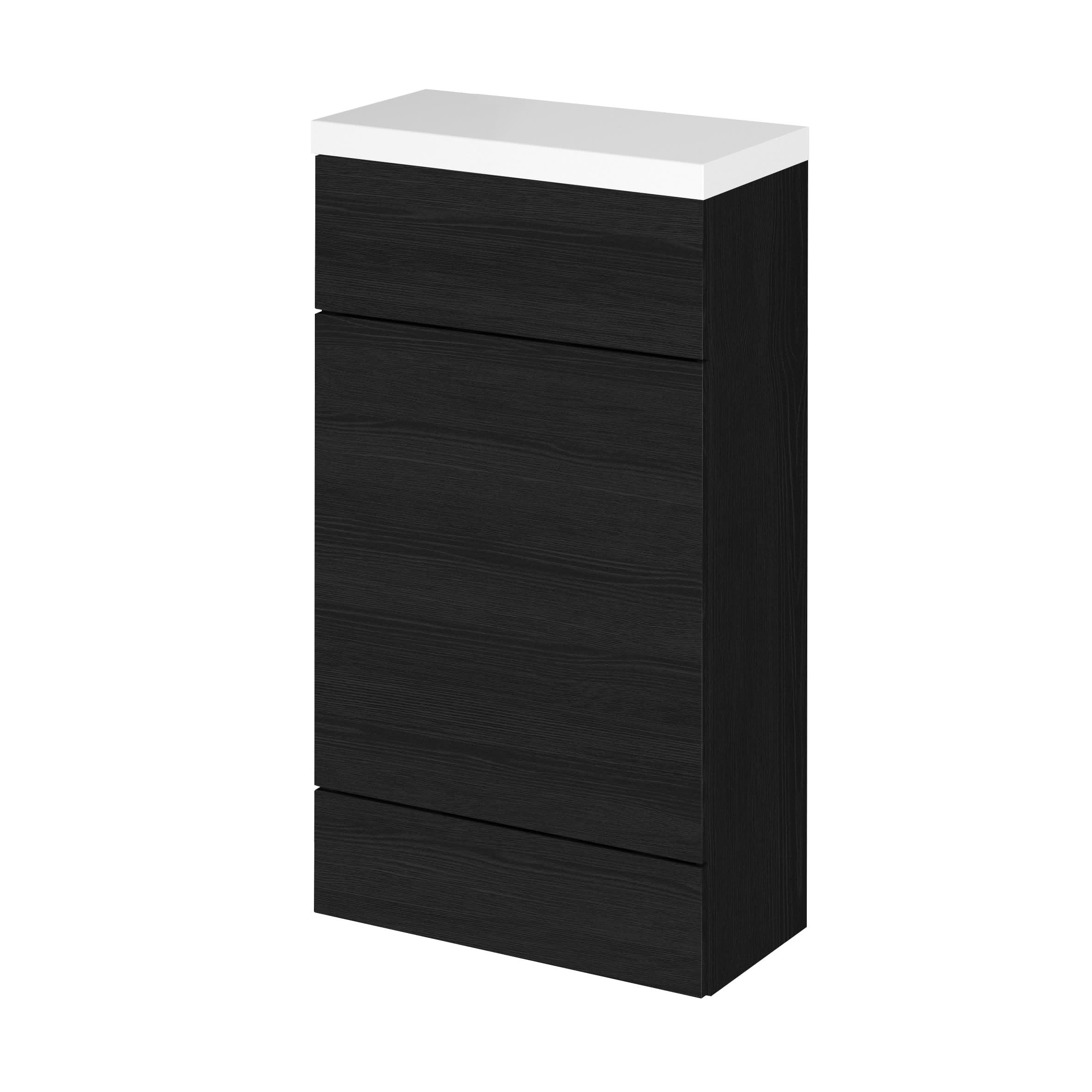Hudson Reed Fusion Floor Standing WC Unit & Top Compact, Stylish Bathroom Storage Unit, Charcoal Black, 500mm