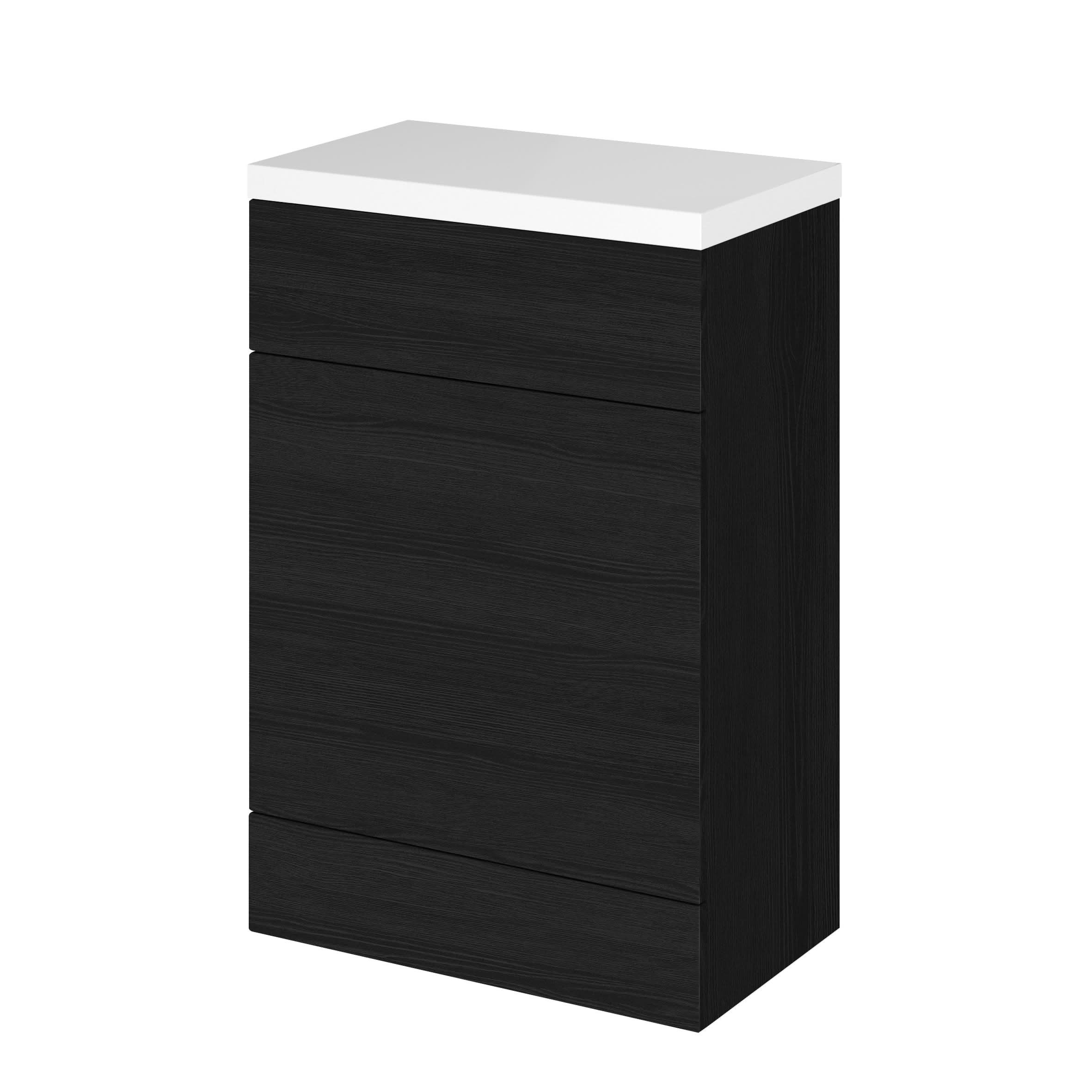Hudson Reed Fusion Floor Standing WC Unit & Polymarble Top, Bathroom Storage Unit, Charcoal Black, 600mm