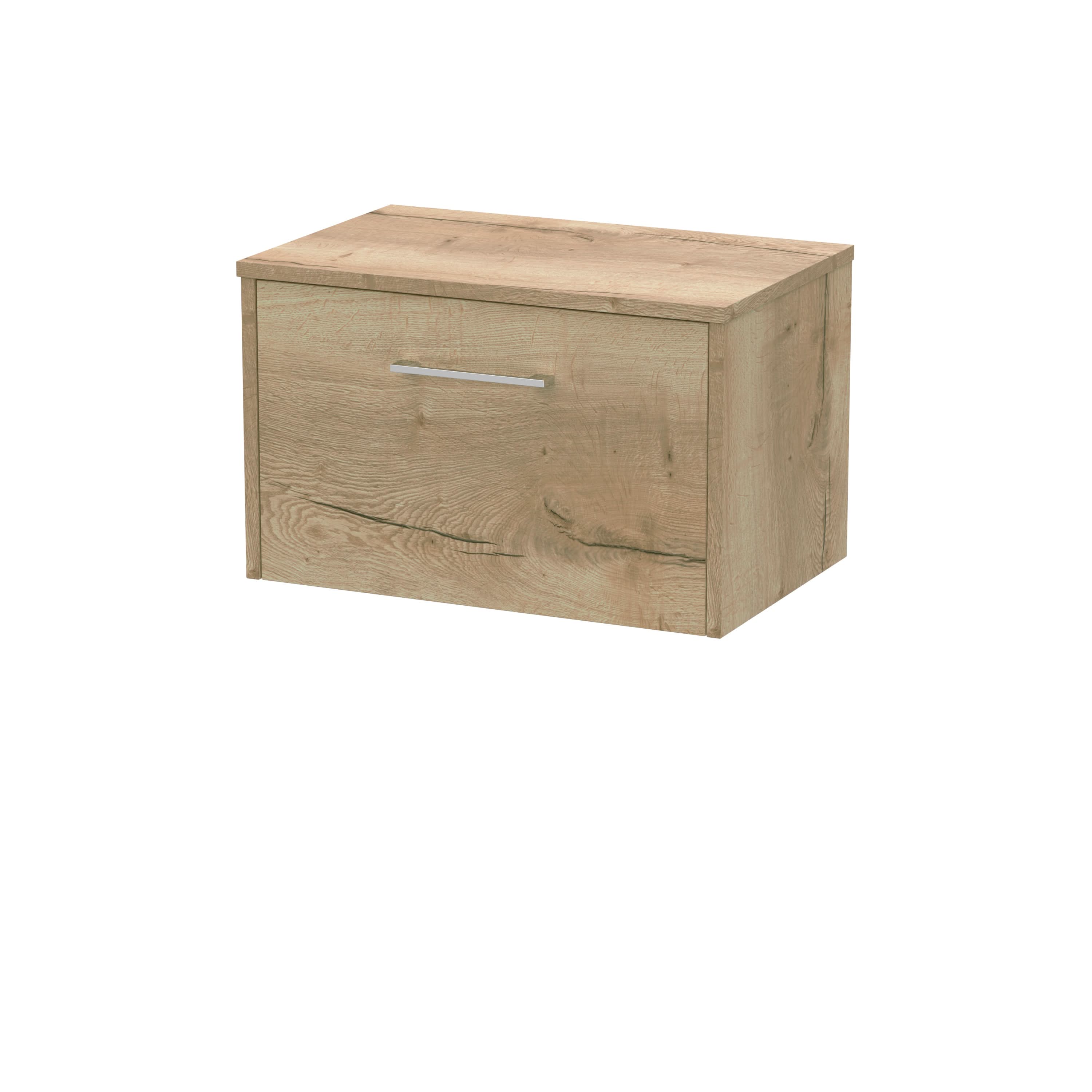 Hudson Reed Juno Wall Hung 1-Drawer Vanity Unit & Autumn Oak Worktop, Sleek Countertop Basin Unit in Autumn Oak, 600mm