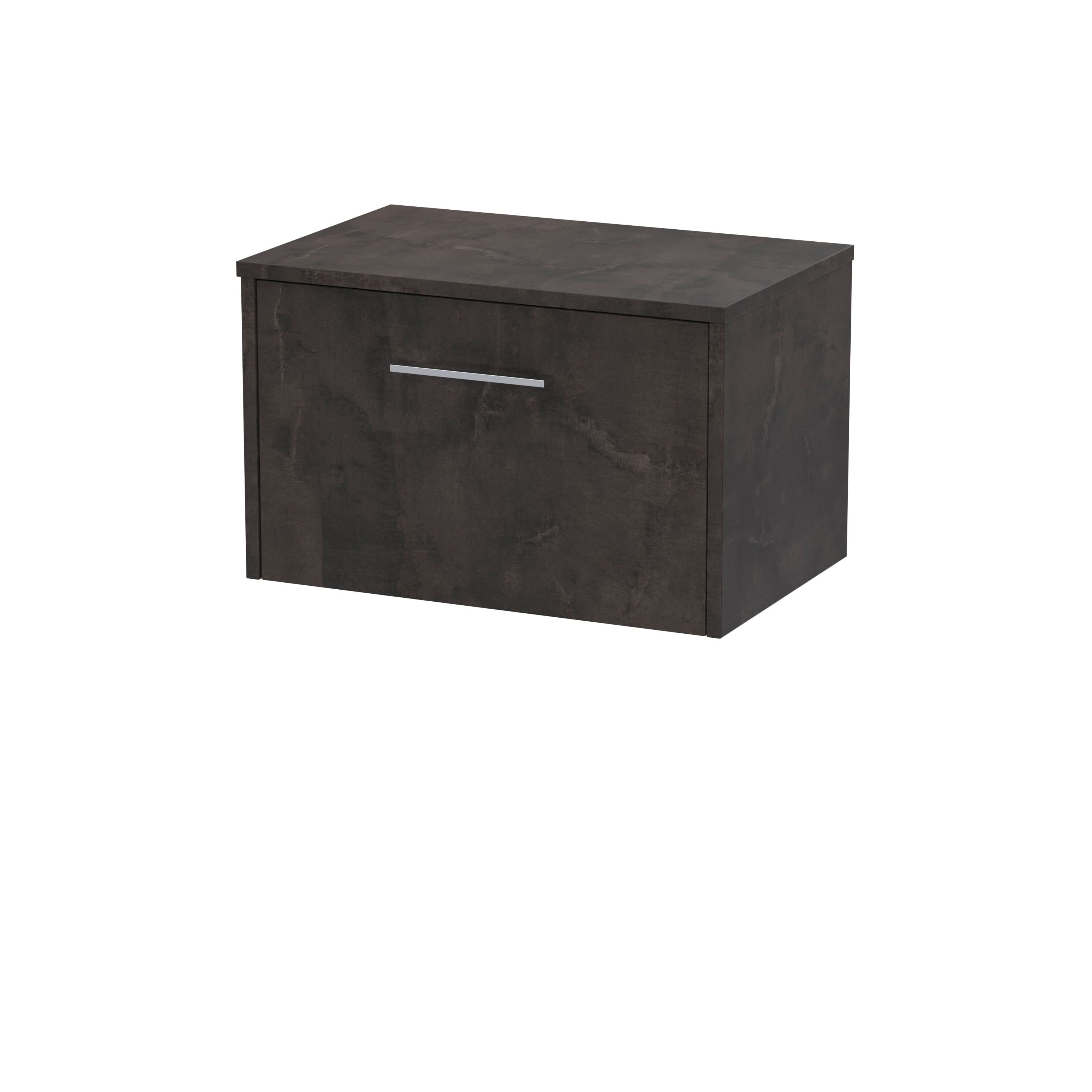 Hudson Reed Juno Wall Hung 1-Drawer Vanity Unit & Metallic Slate Worktop, Stylish Countertop Basin Unit in Metallic Slate, 600mm