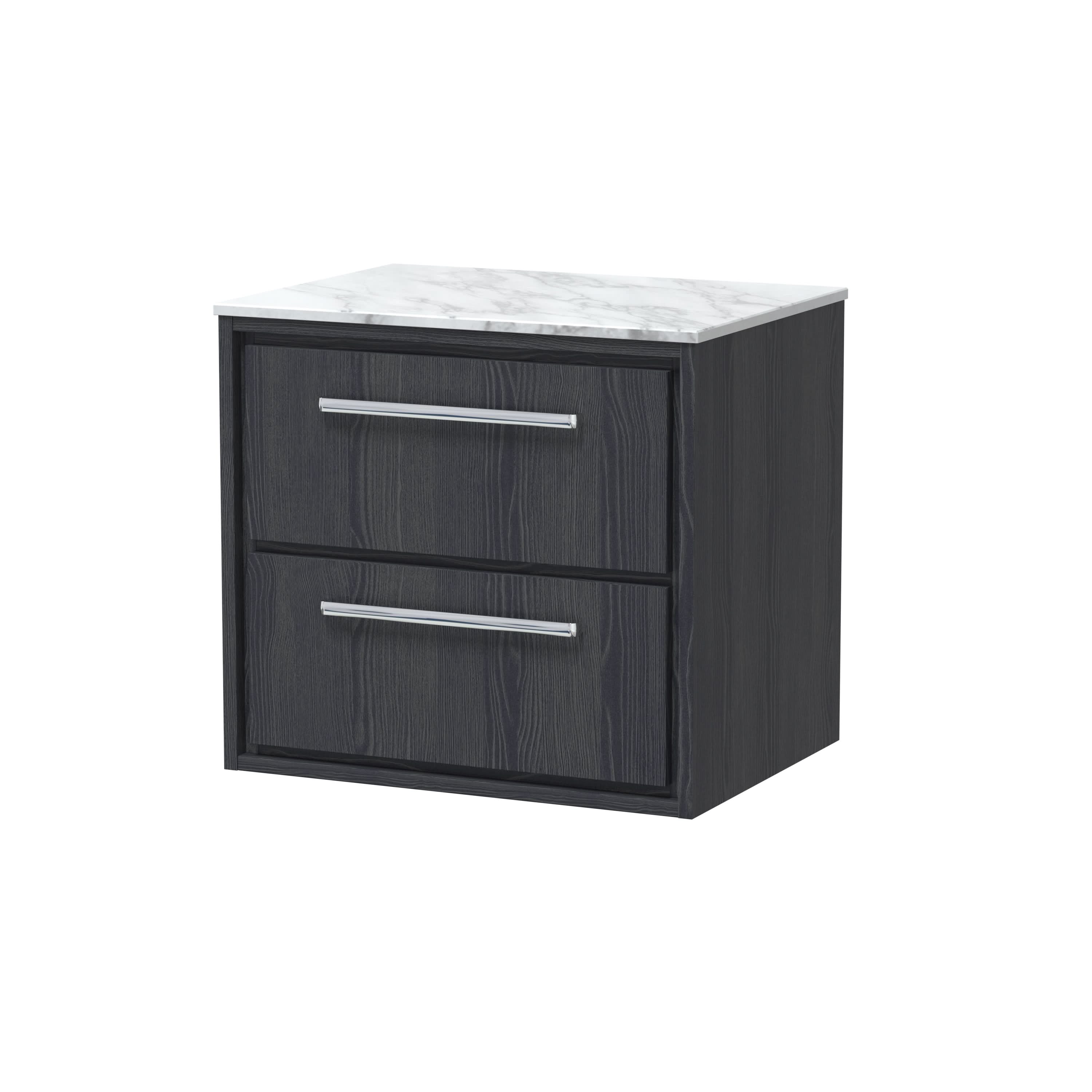 Hudson Reed Lille Countertop Basin Unit, 2-Drawer Modern Vanity with Marble Top, Durable Bathroom Furniture, Luxury Counter Top Vanity Unit with Drawers, 600mm