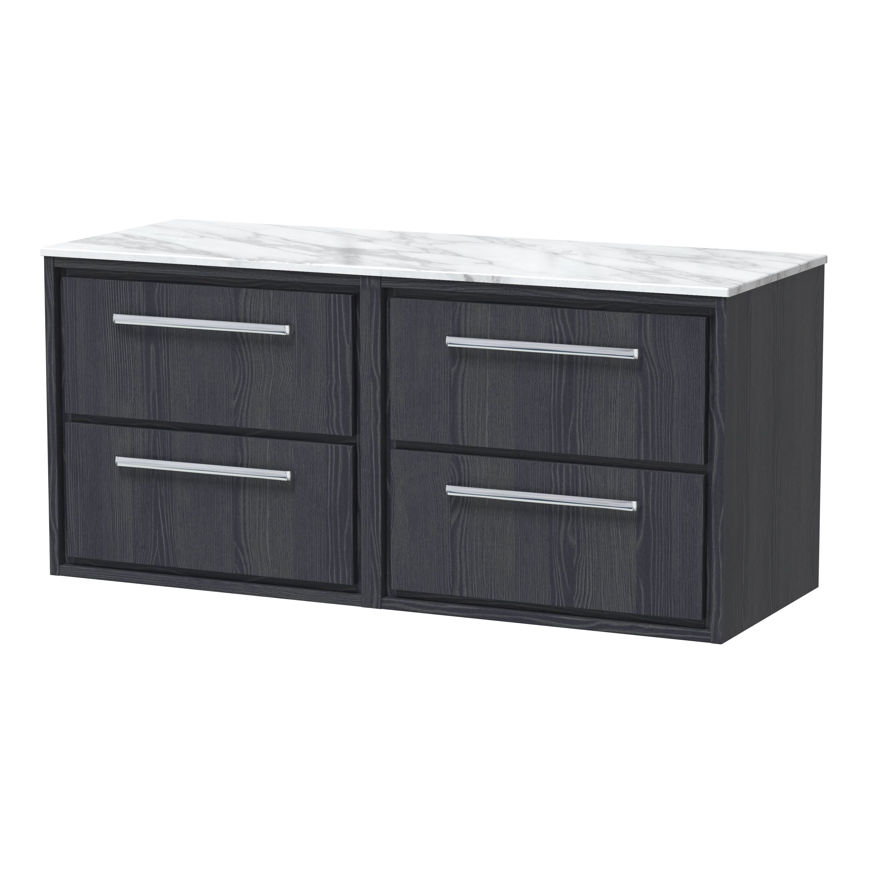 Hudson Reed Lille Countertop Basin Unit, Marble Top Vanity Unit with 4 Drawers, Modern Bathroom Furniture, Modern Luxury Vanity Unit for Stylish Bathrooms, 1200mm