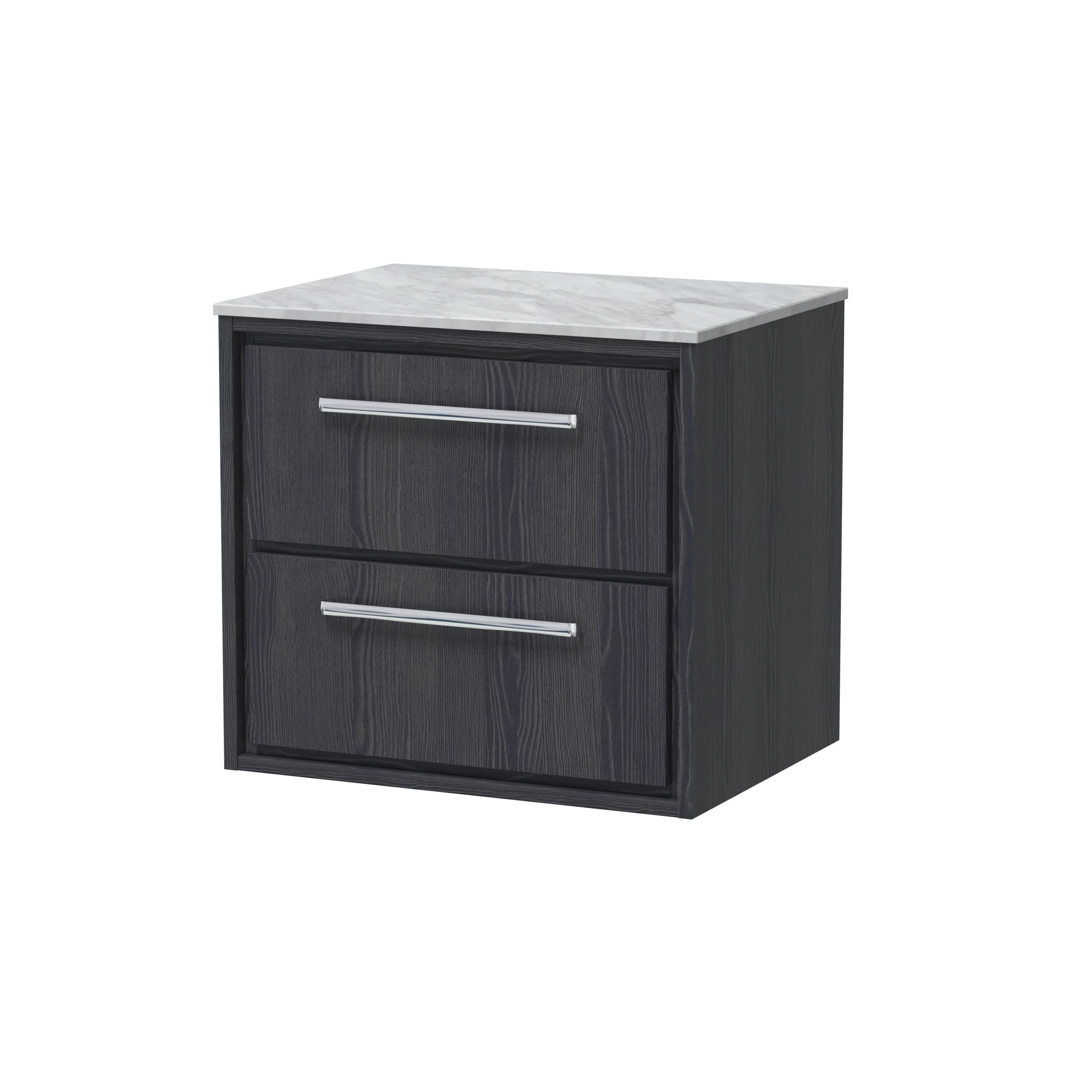 Hudson Reed Lille Countertop Basin Unit, 2-Drawer Modern Vanity Unit with Marble Top, Durable Bathroom Furniture, Luxury Vanity for Contemporary Bathrooms, 600mm
