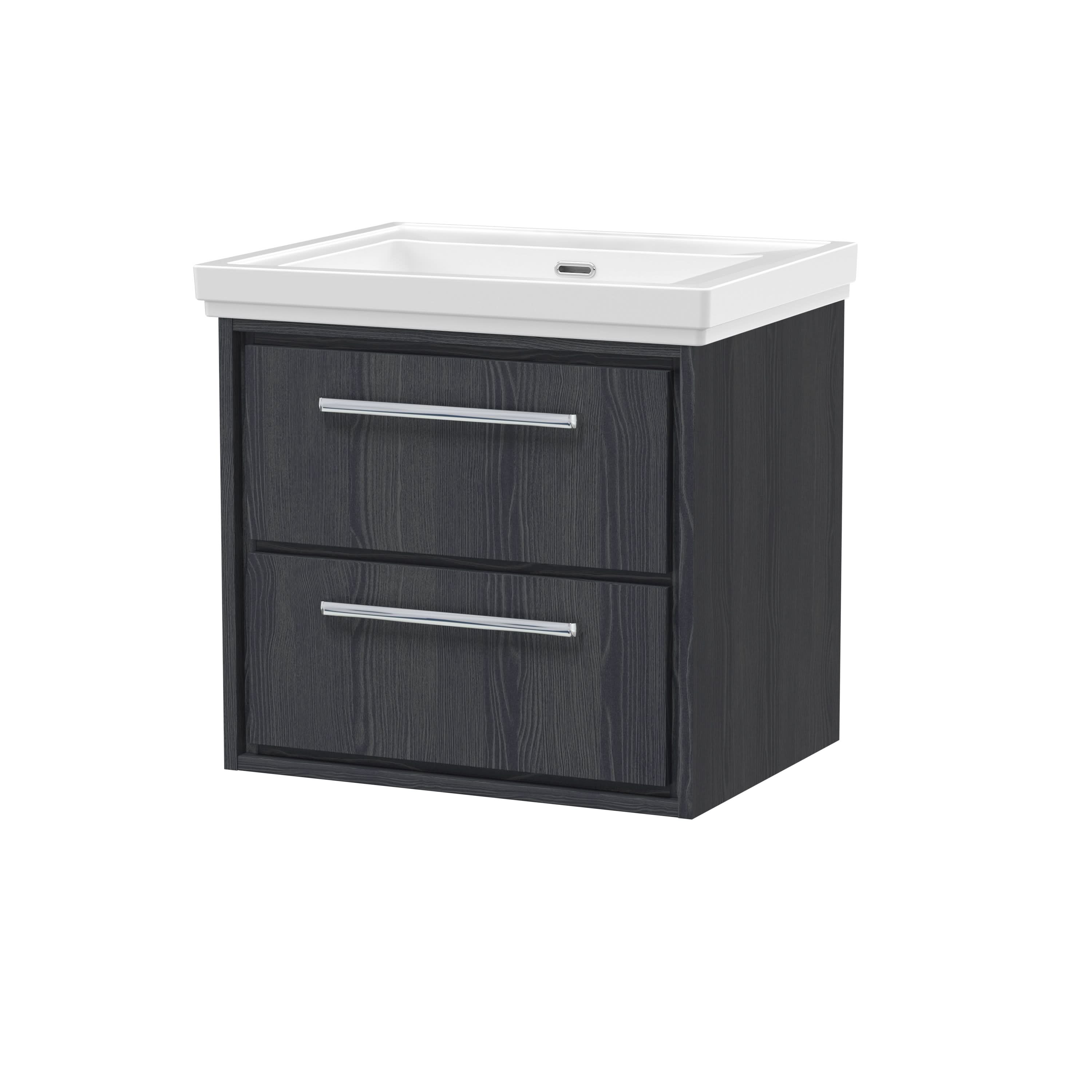 Hudson Reed Lille Wall Hung Vanity Unit with 2 Drawers and Basin, Durable Bathroom Furniture, Modern Sink Vanity Unit for Stylish UK Bathrooms, 600mm