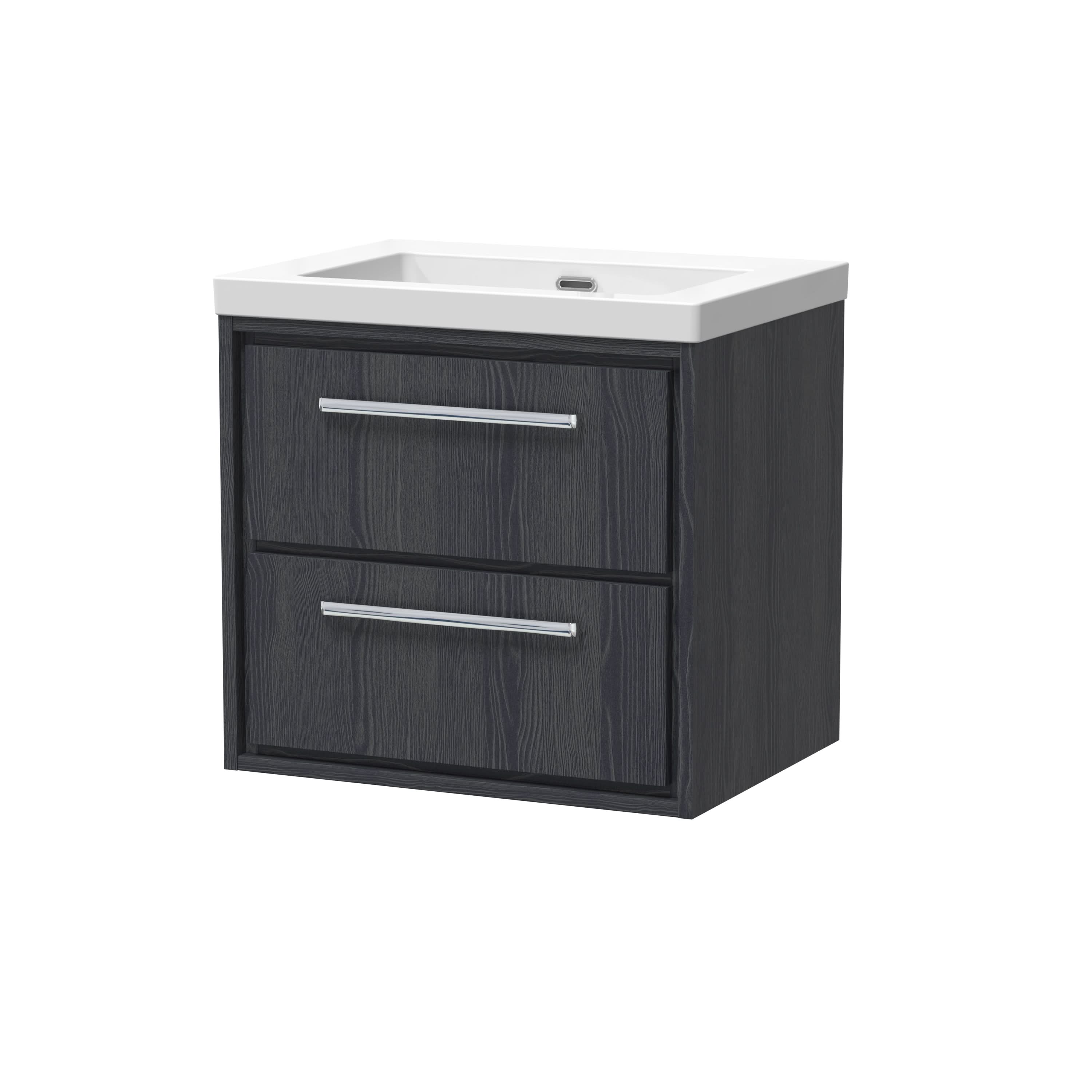 Hudson Reed Lille Wall Hung Vanity Unit with 2 Drawers and Basin, Durable Bathroom Furniture, Modern Sink Vanity Unit for Contemporary Bathrooms, 600mm